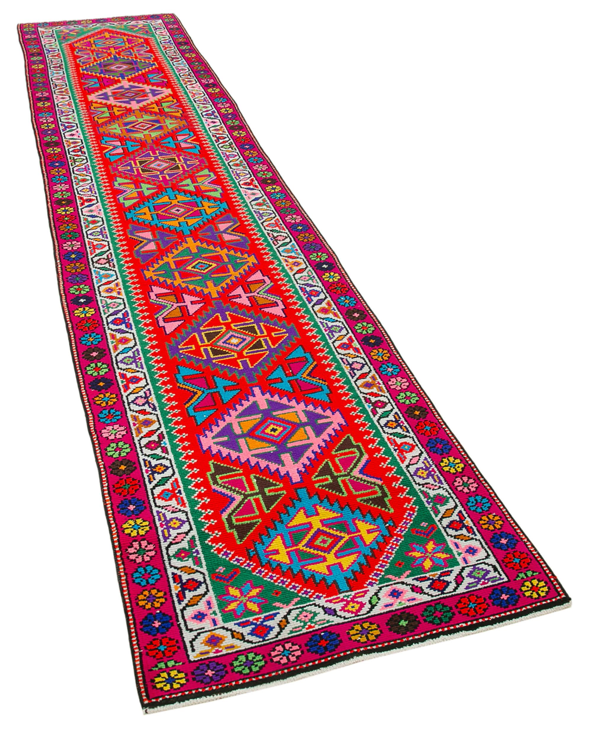 3 x 12 Red Boho Runner Rugs - 3069