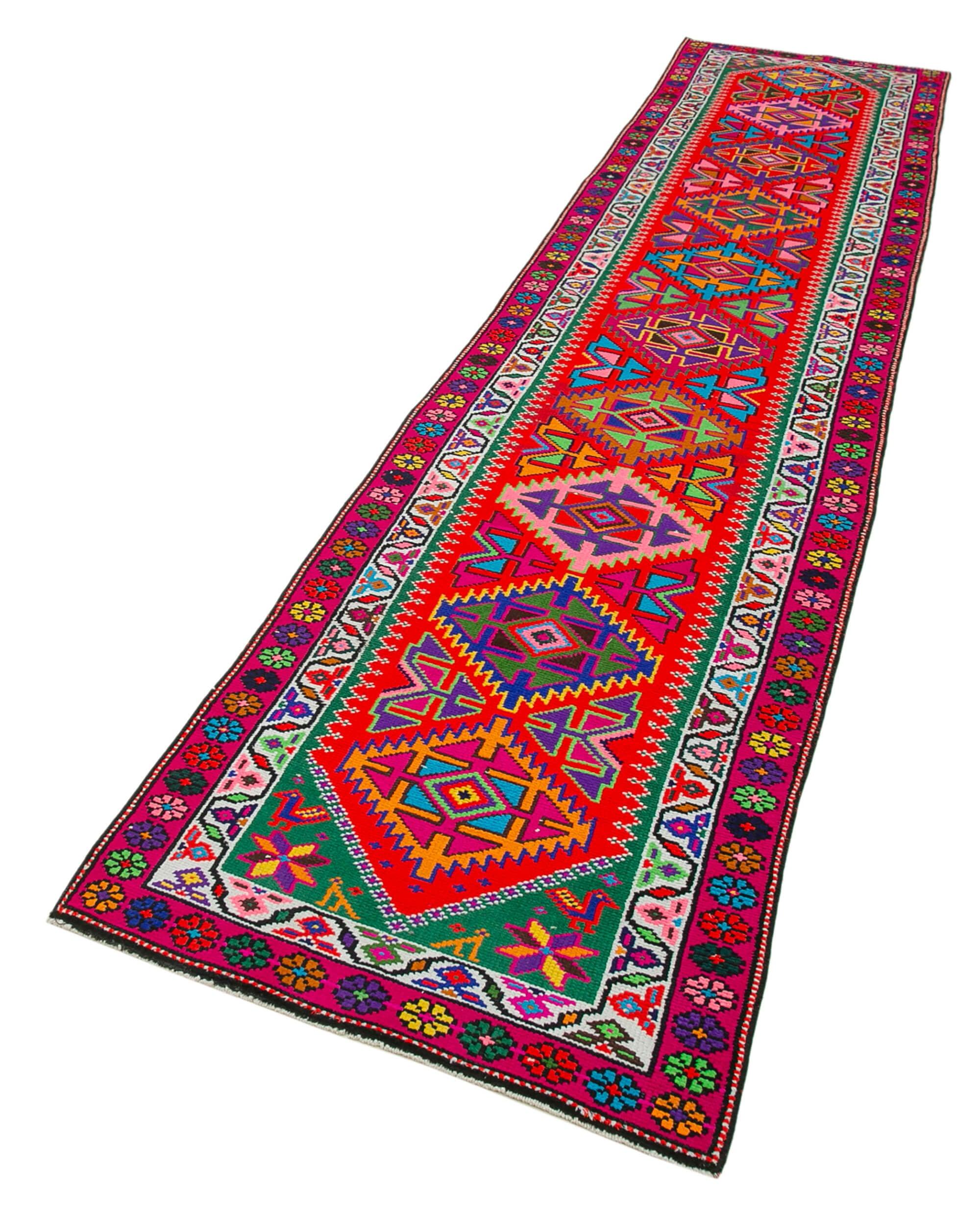 3 x 12 Red Boho Runner Rugs - 3069