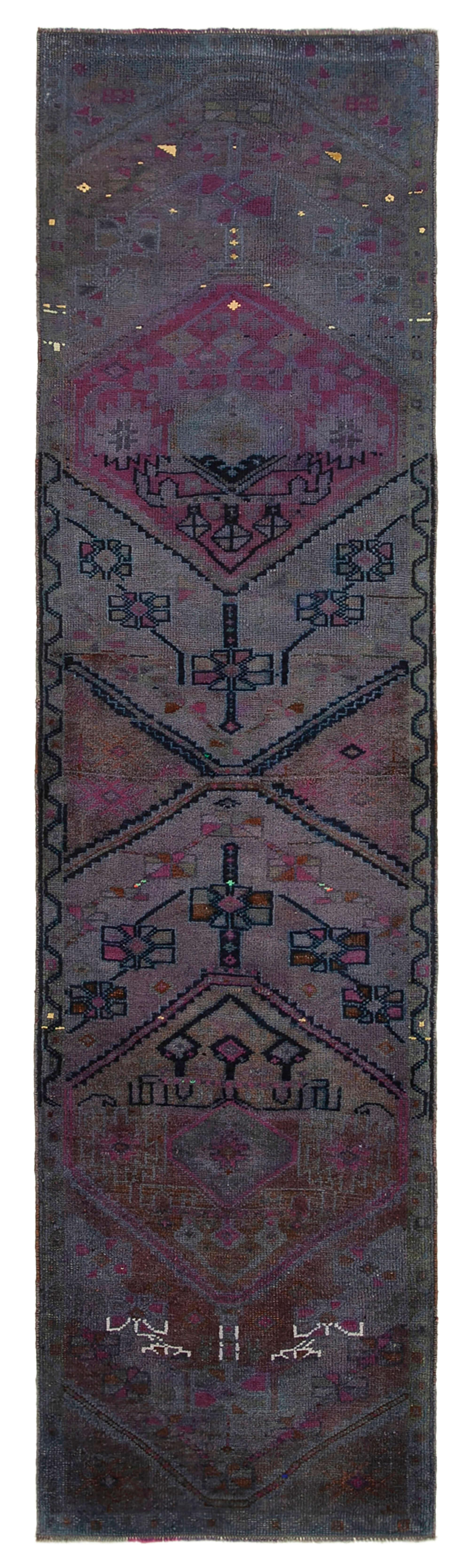 3 x 10 Purple Boho Runner Rugs - 3071