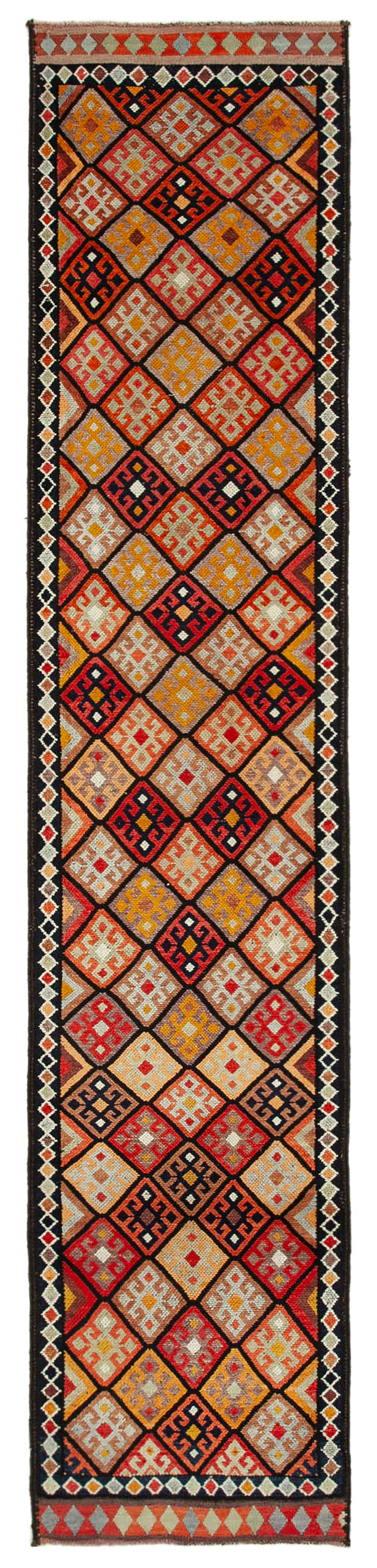 3 x 14 Black Boho Runner Rugs - 3074