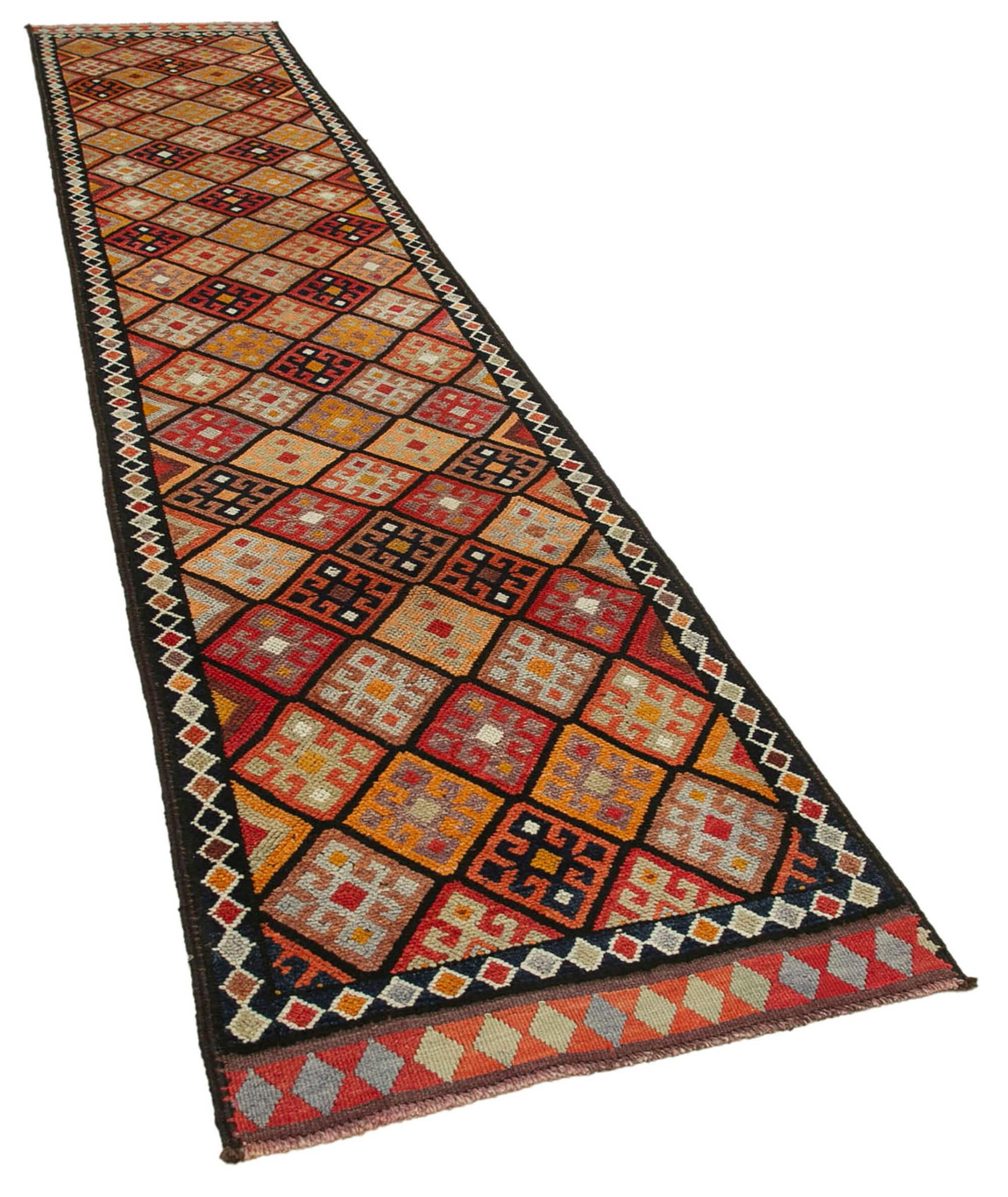 3 x 14 Black Boho Runner Rugs - 3074