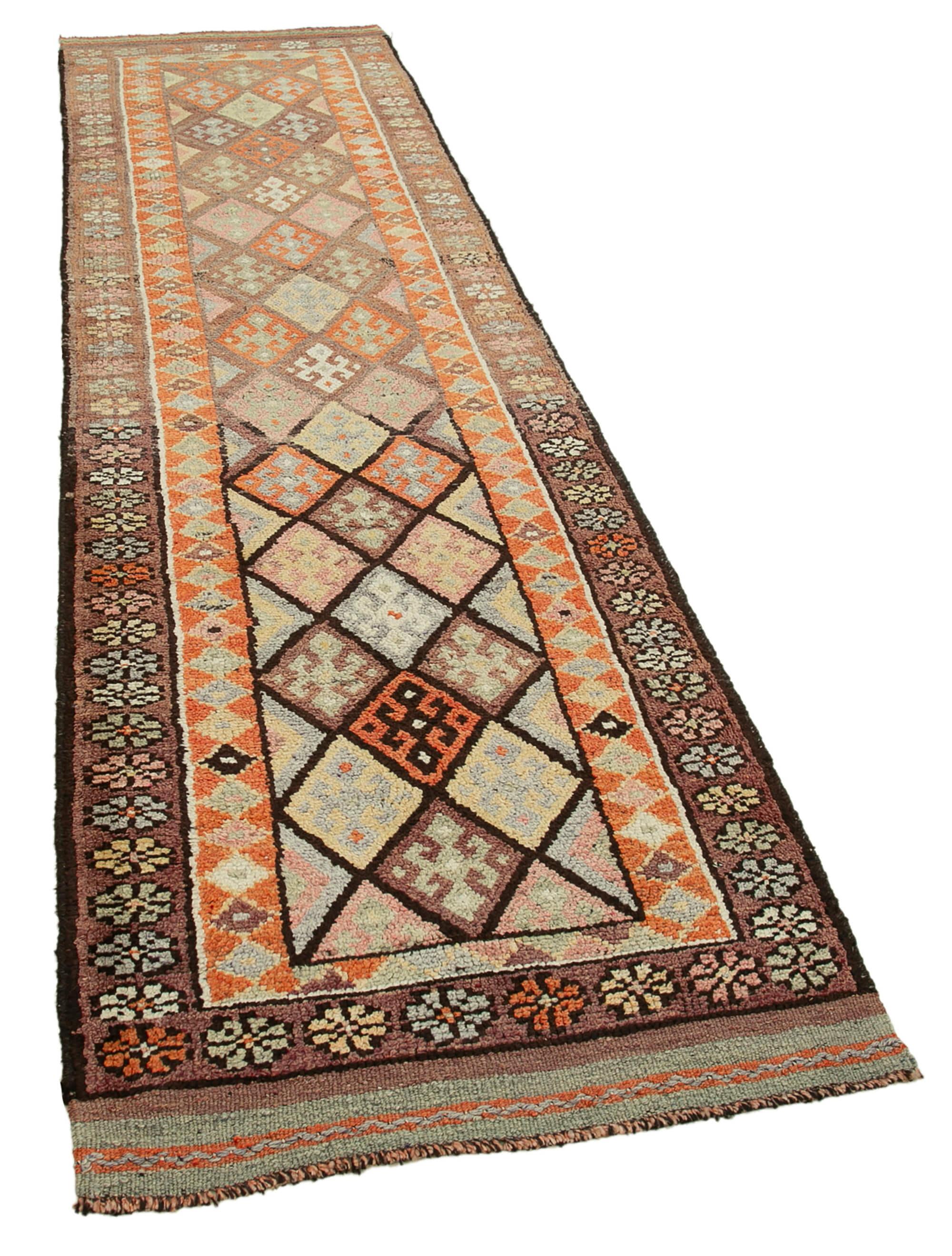 3 x 11 Brown Boho Runner Rugs - 3075