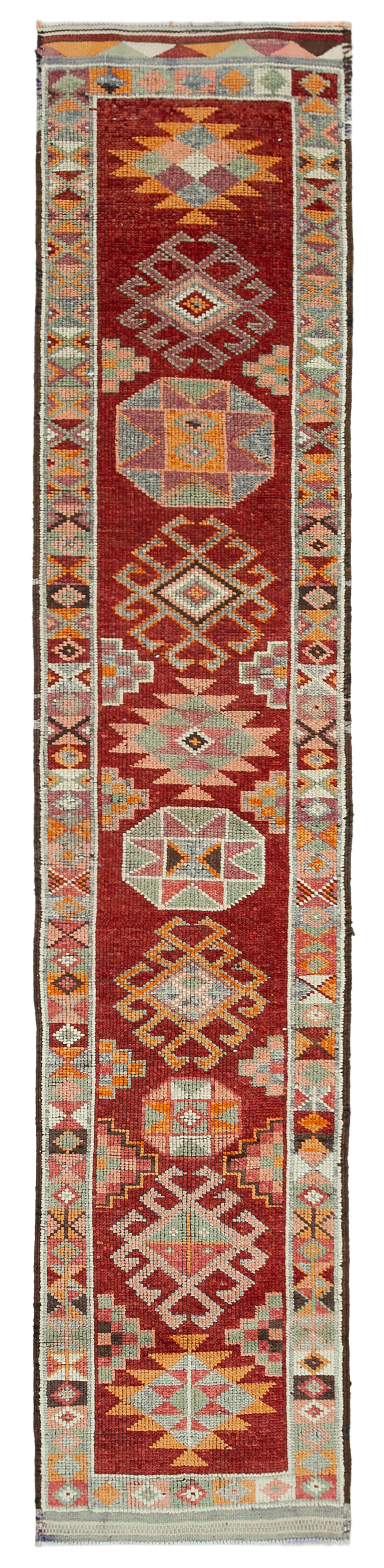 3 x 13 Red Boho Runner Rugs - 3076