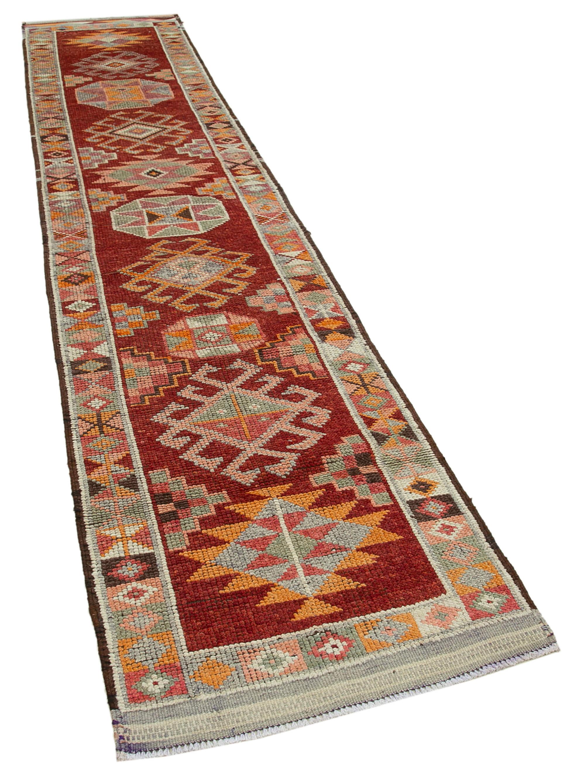 3 x 13 Red Boho Runner Rugs - 3076