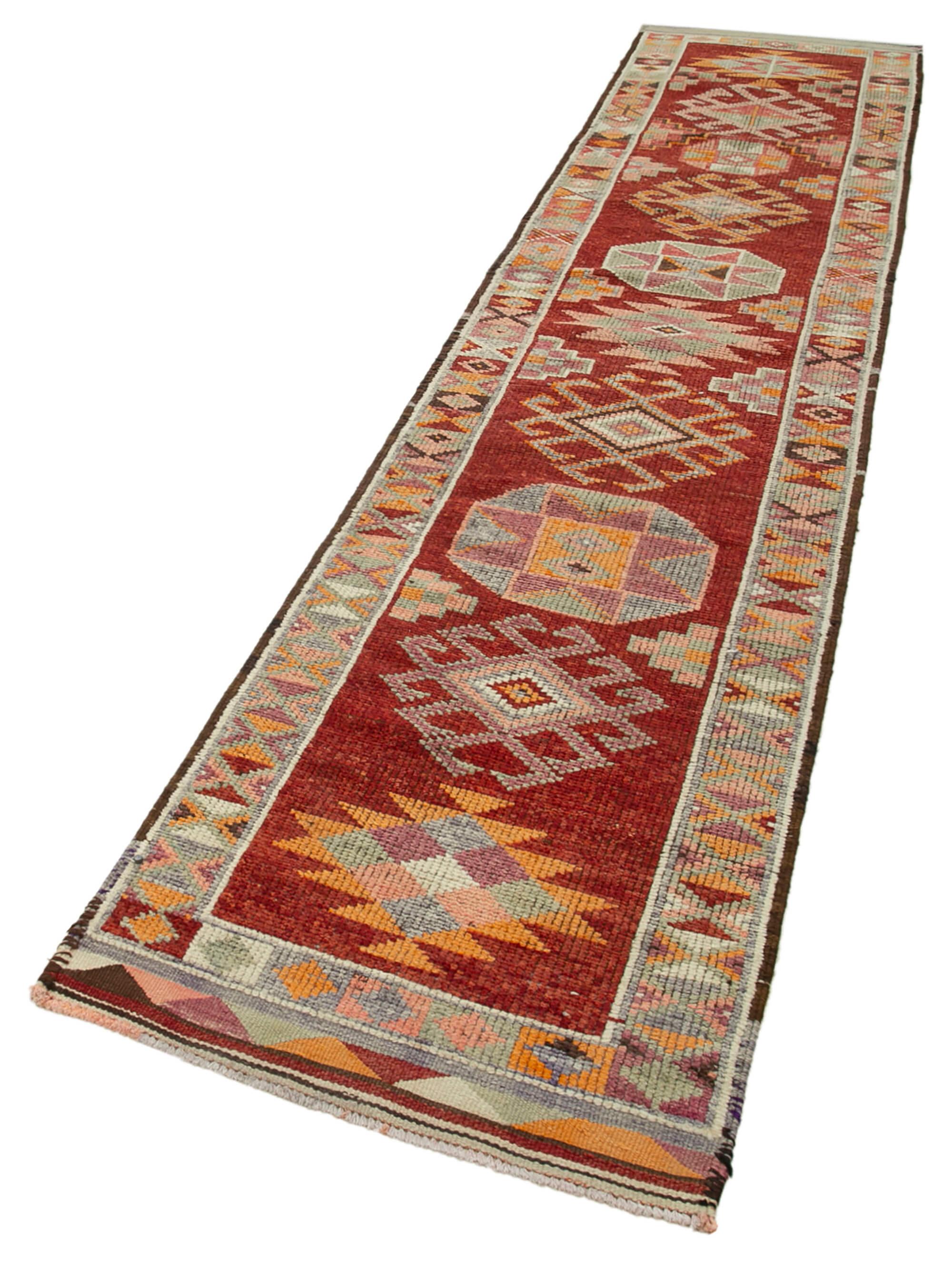 3 x 13 Red Boho Runner Rugs - 3076