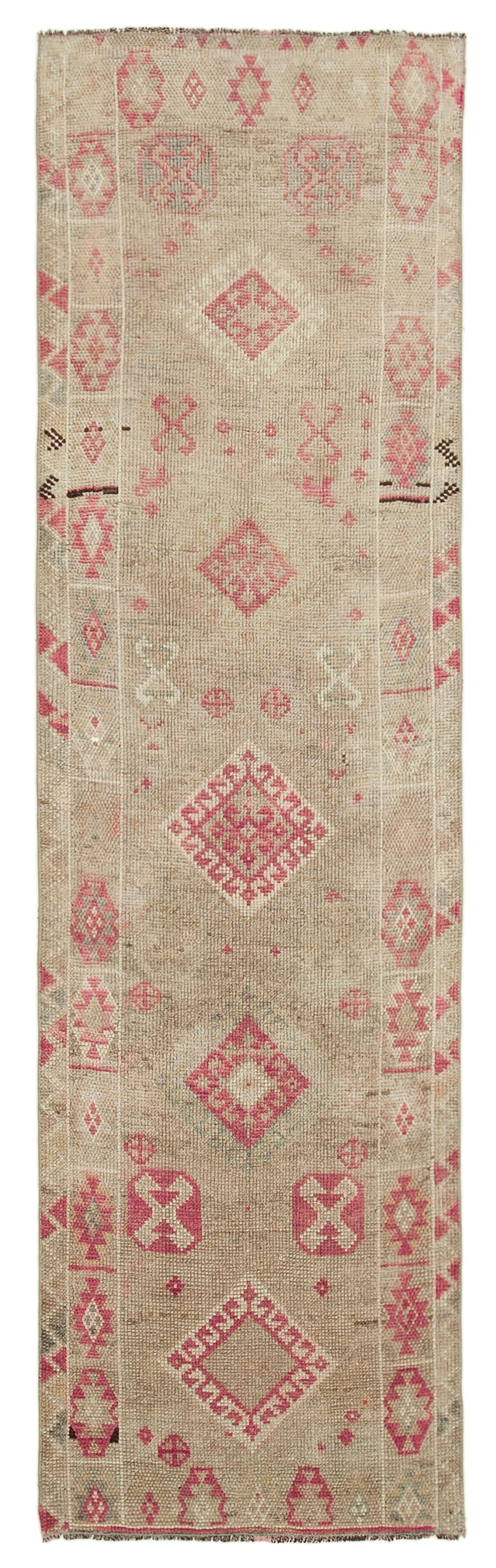 3 x 10 Beige Boho Runner Rugs - 3083