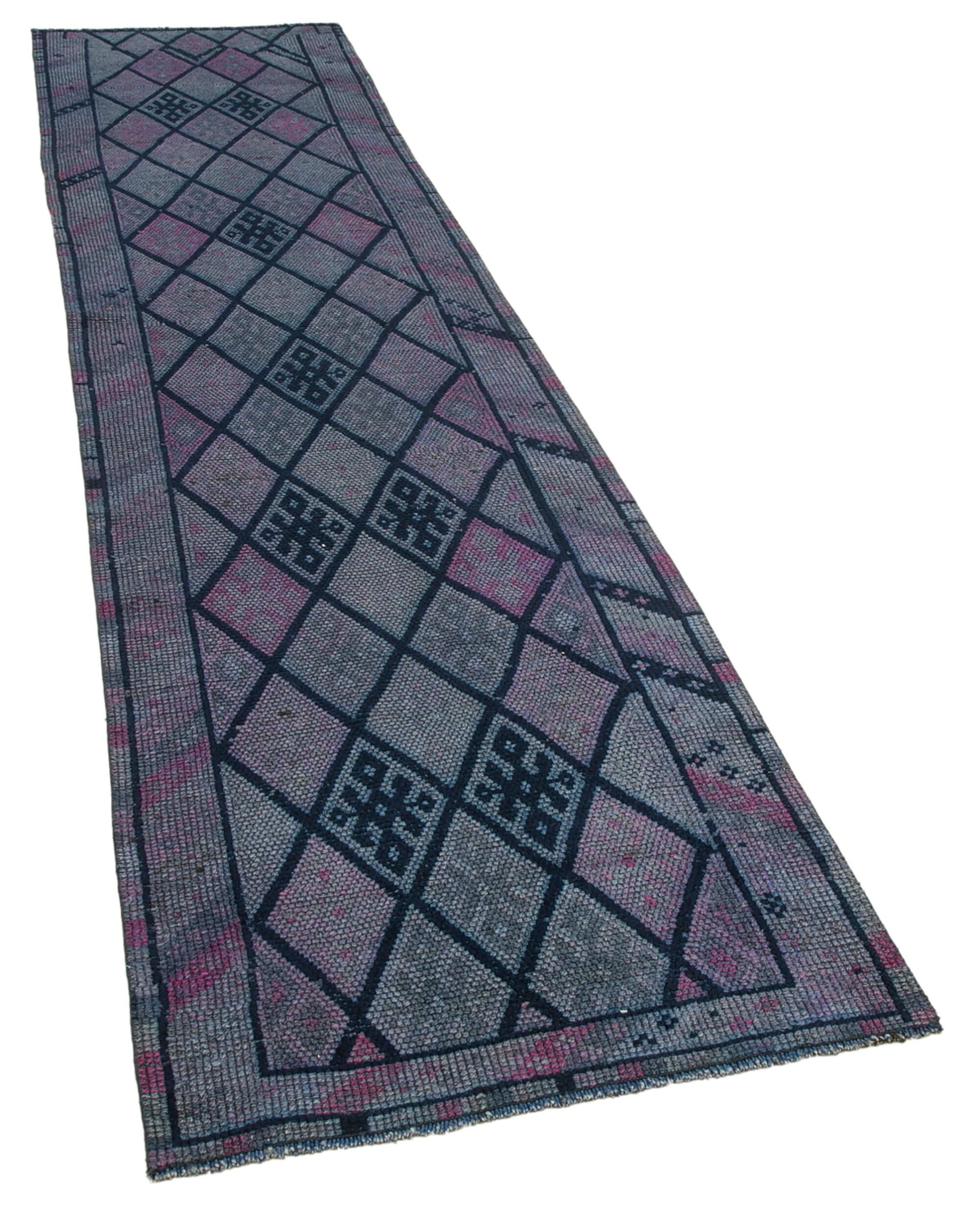 3 x 12 Purple Boho Runner Rugs - 3087