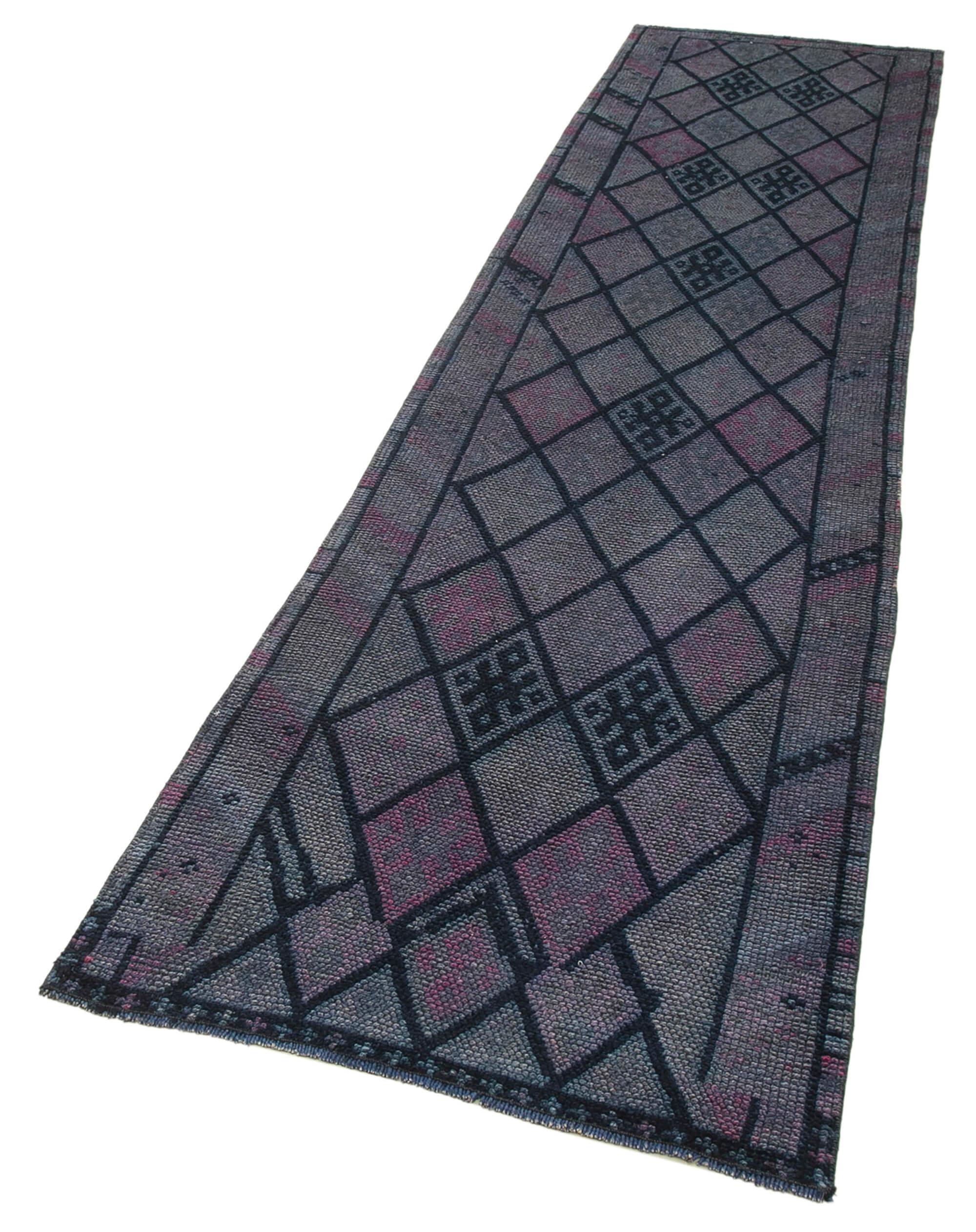 3 x 12 Purple Boho Runner Rugs - 3087