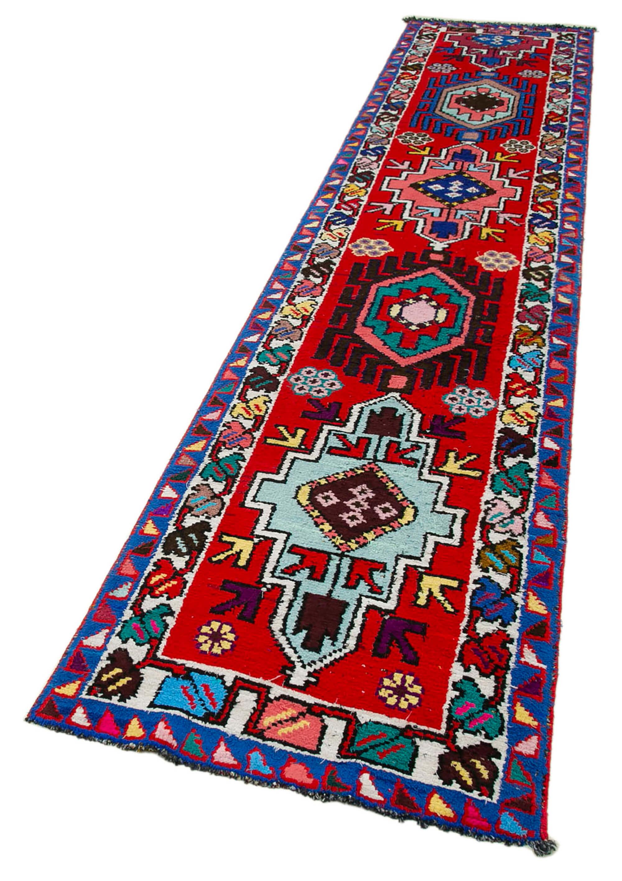 3 x 13 Red Boho Runner Rugs - 3090