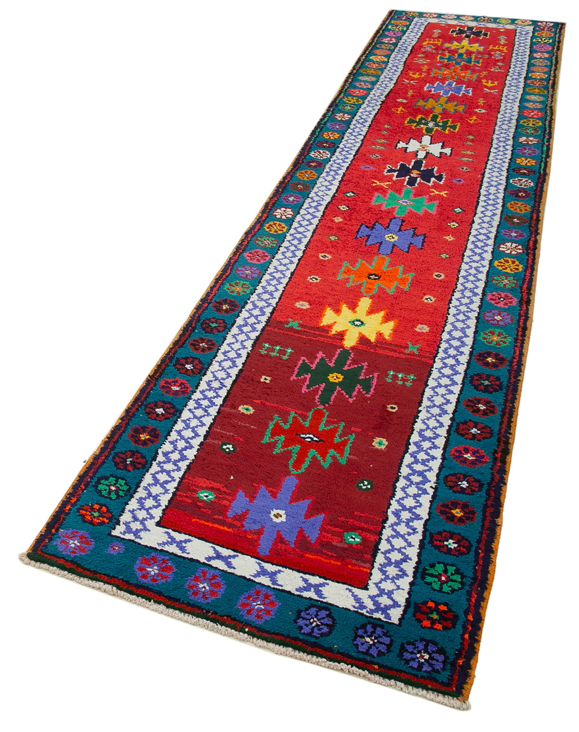 3 x 12 Red Boho Runner Rugs - 3091