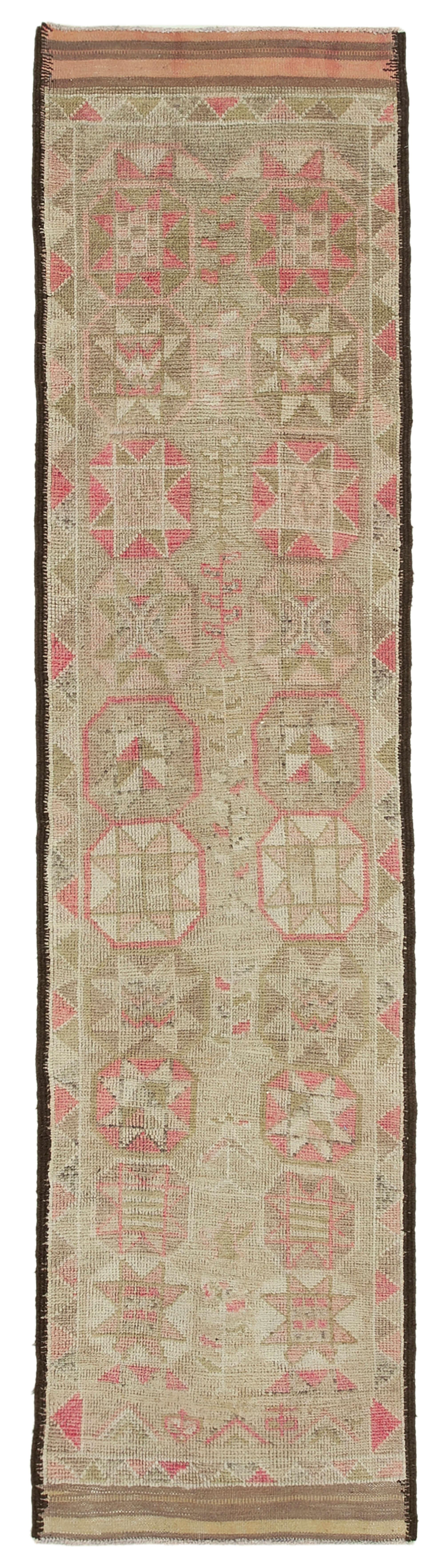 3 x 11 Beige Boho Runner Rugs - 3092