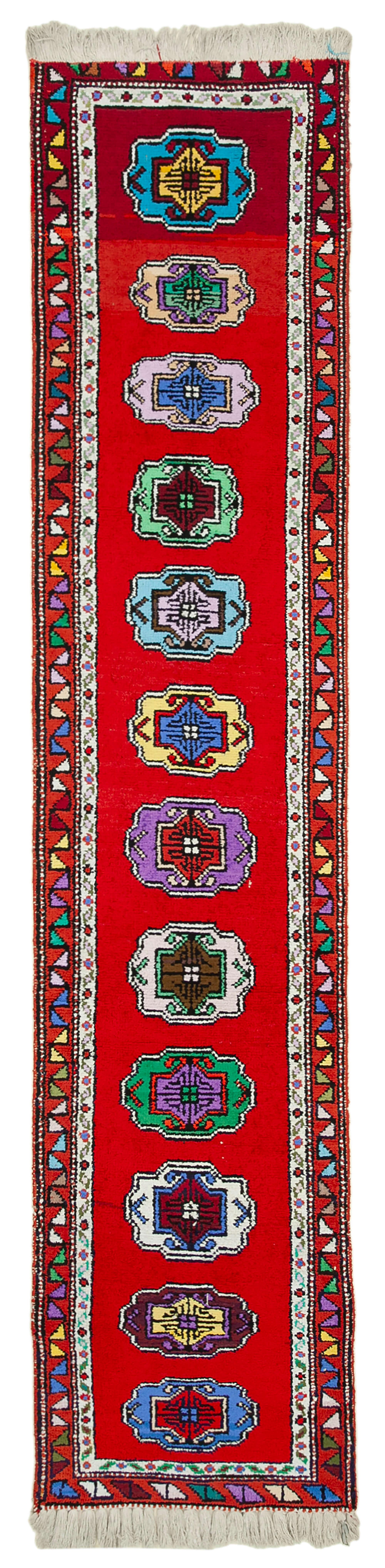 3 x 12 Red Boho Runner Rugs - 3093