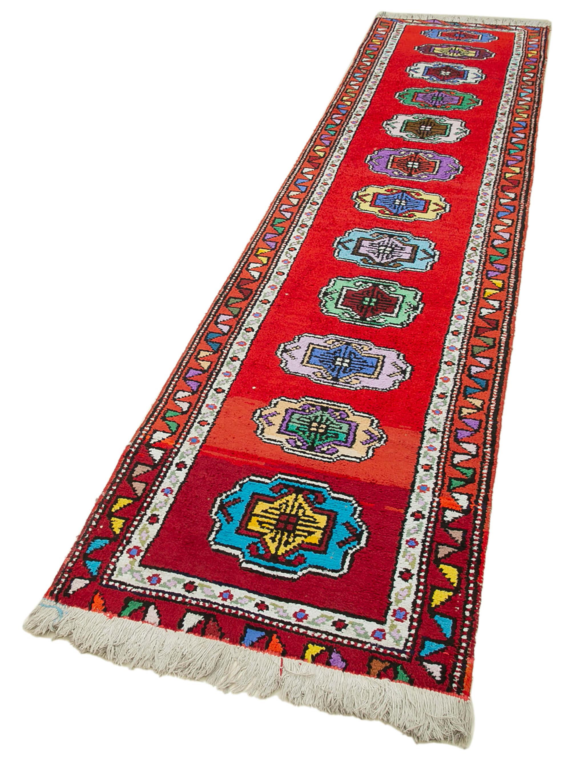 3 x 12 Red Boho Runner Rugs - 3093