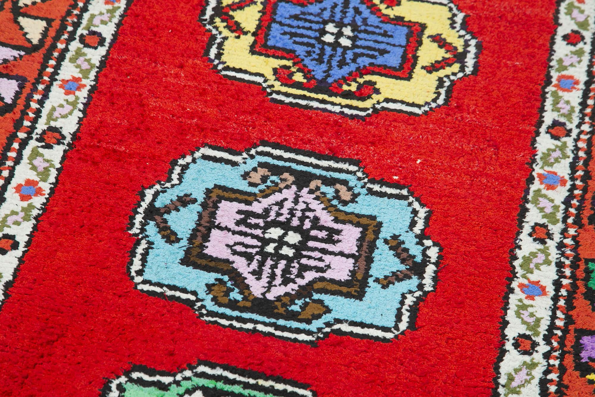 3 x 12 Red Boho Runner Rugs - 3093