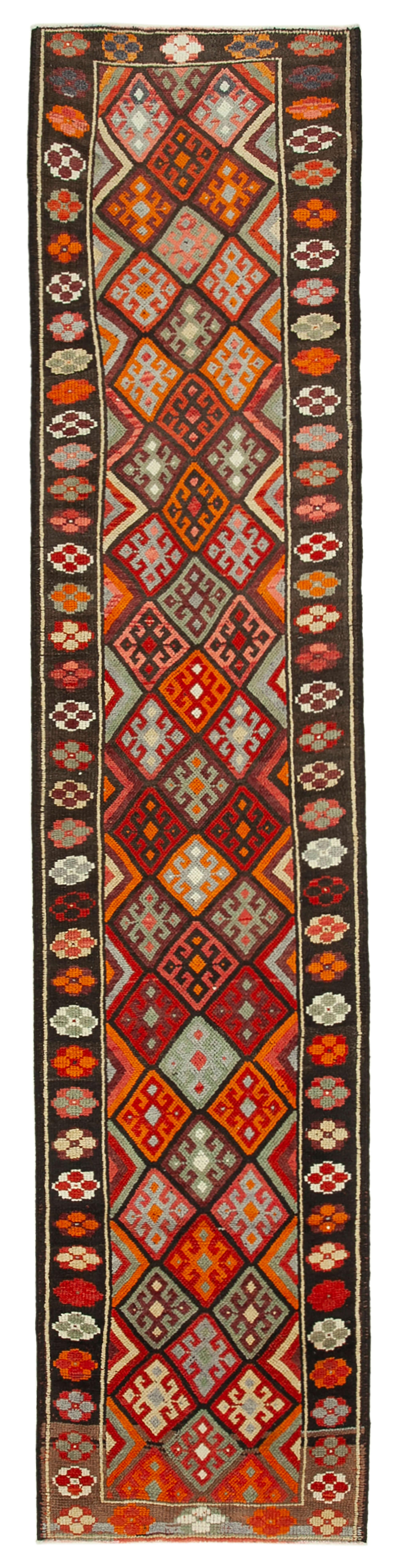 3 x 14 Orange Boho Runner Rugs - 3097