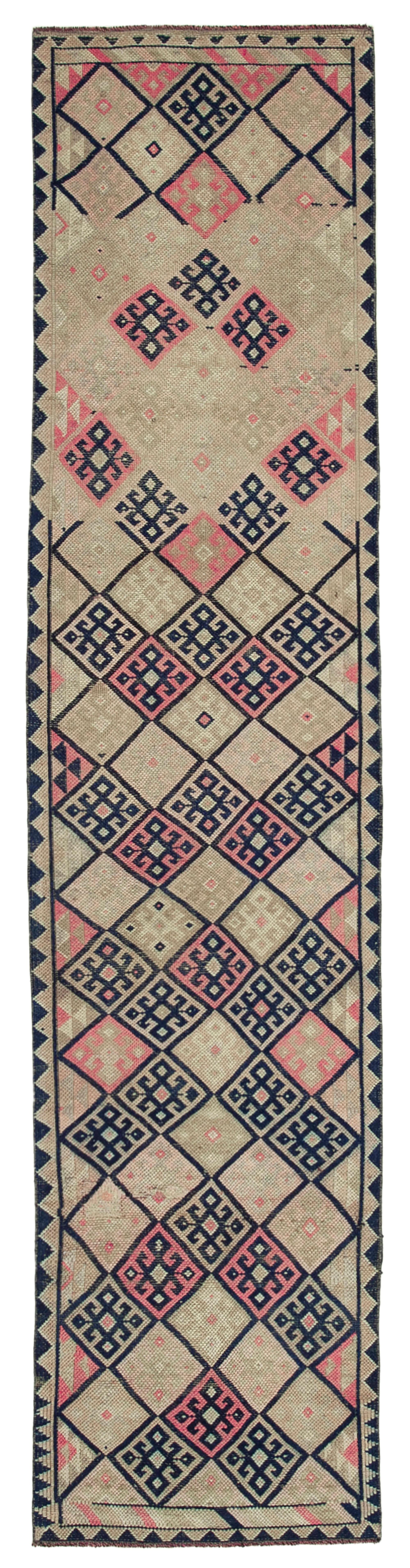 3 x 12 Beige Boho Runner Rugs - 3100