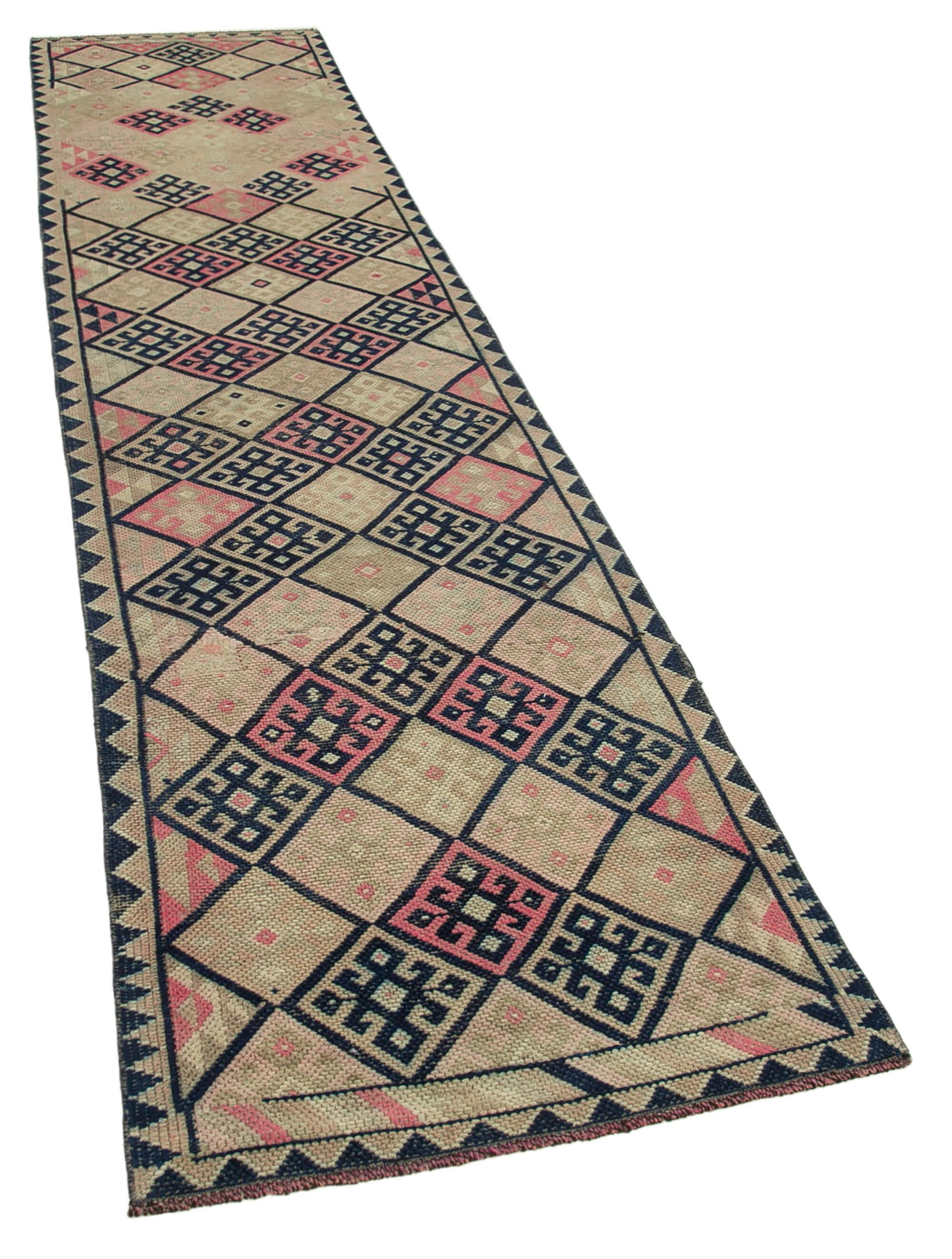 3 x 12 Beige Boho Runner Rugs - 3100