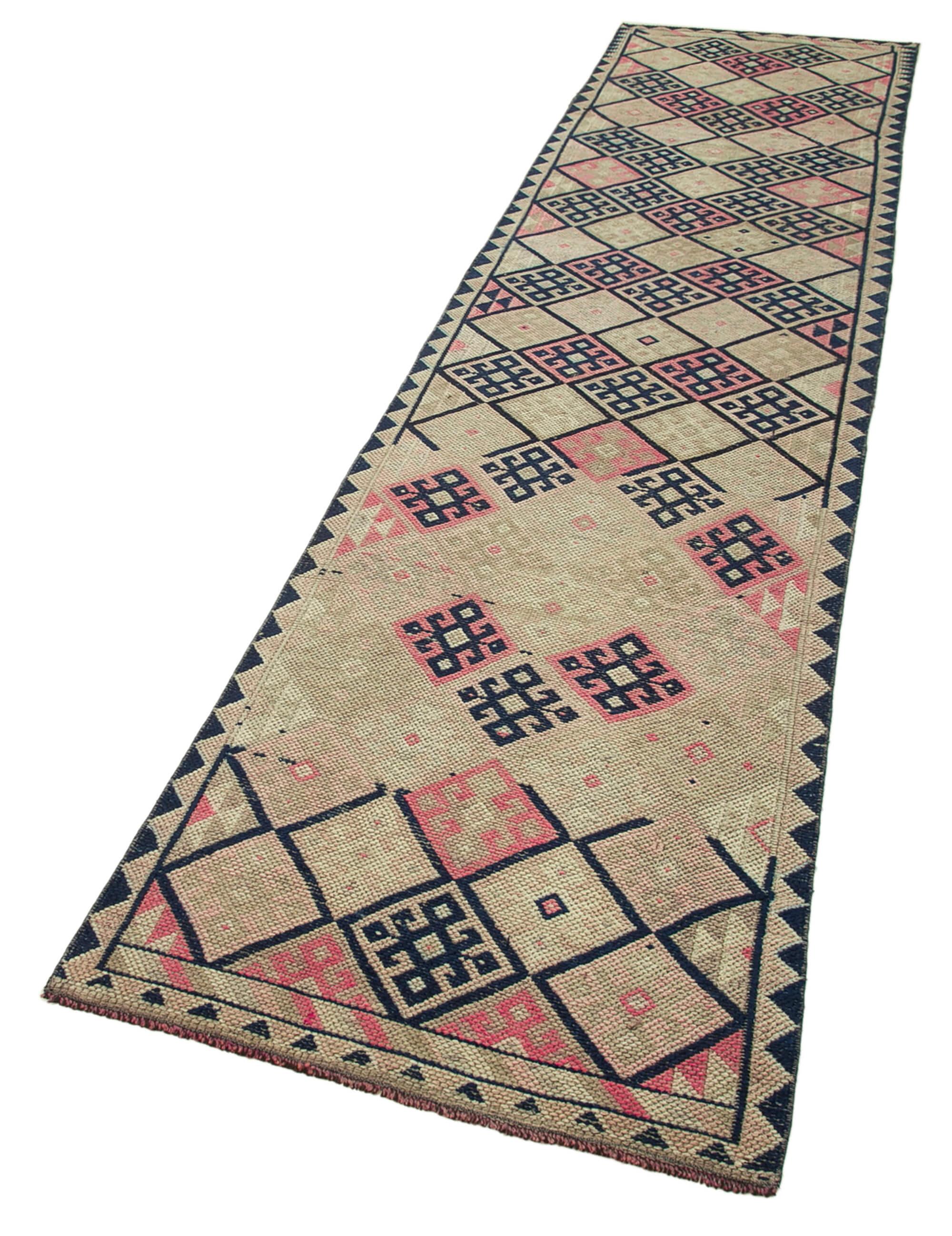 3 x 12 Beige Boho Runner Rugs - 3100