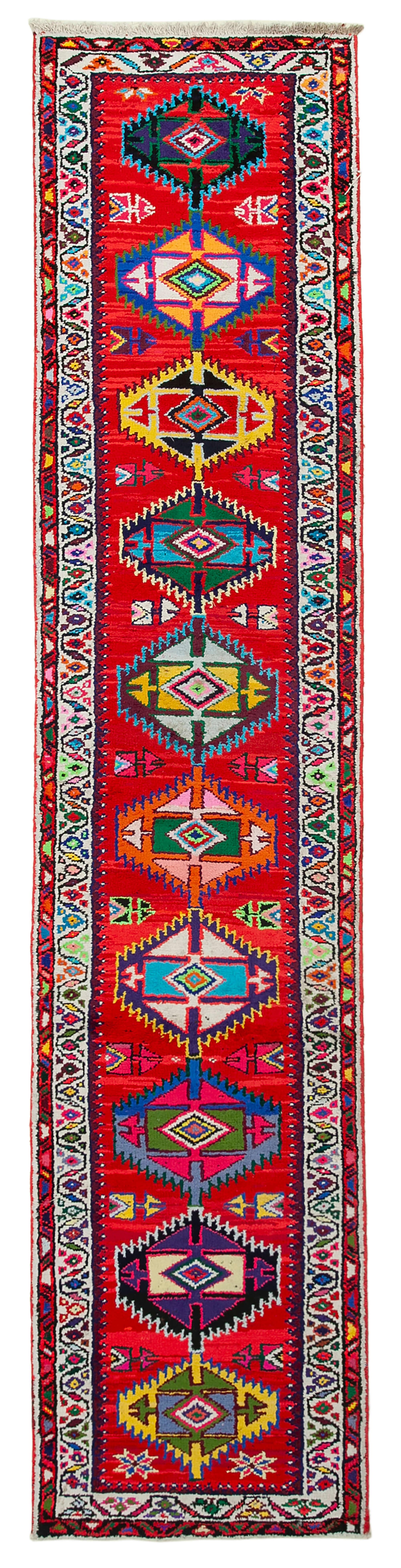 3 x 12 Red Boho Runner Rugs - 3101