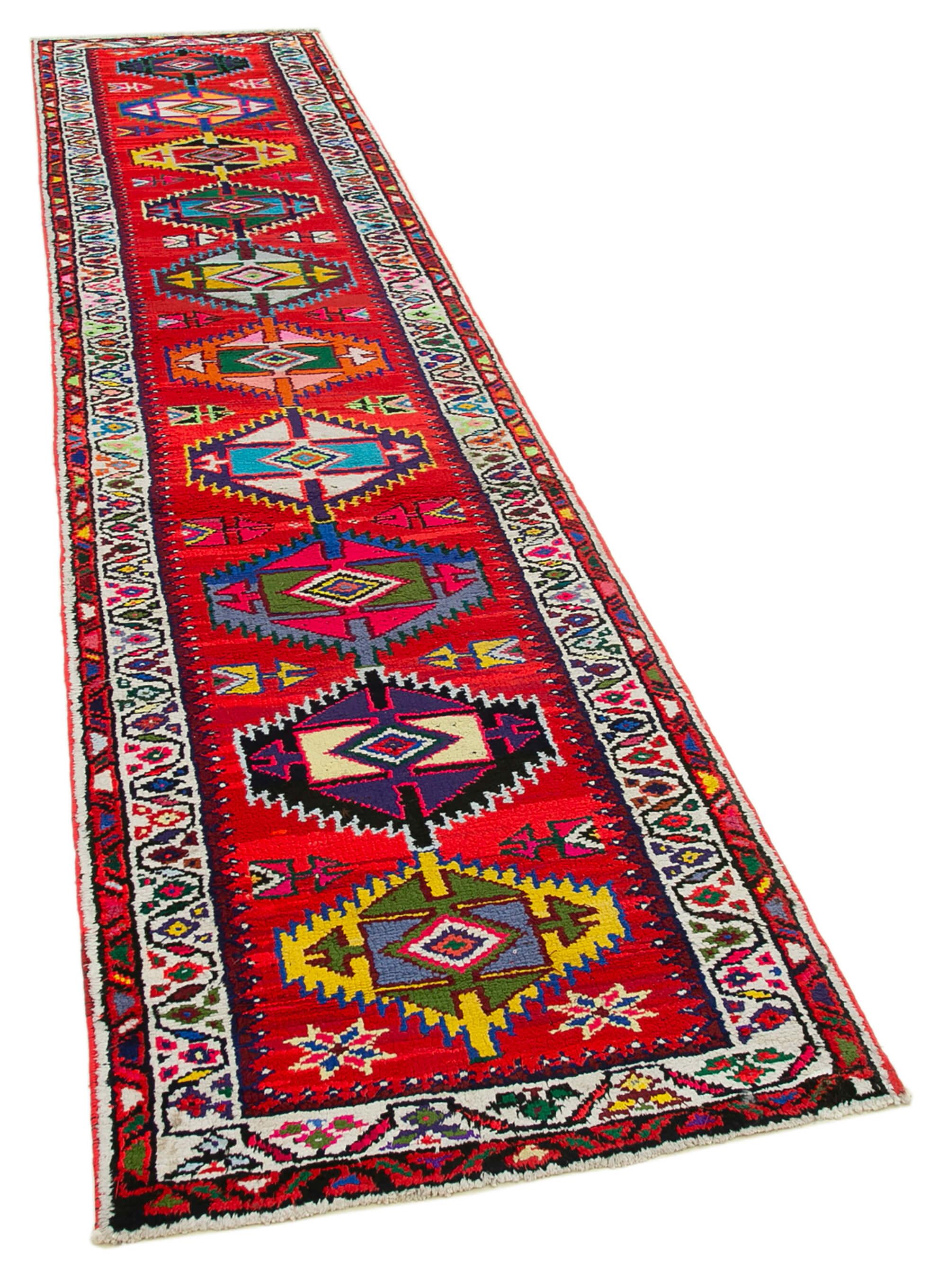 3 x 12 Red Boho Runner Rugs - 3101