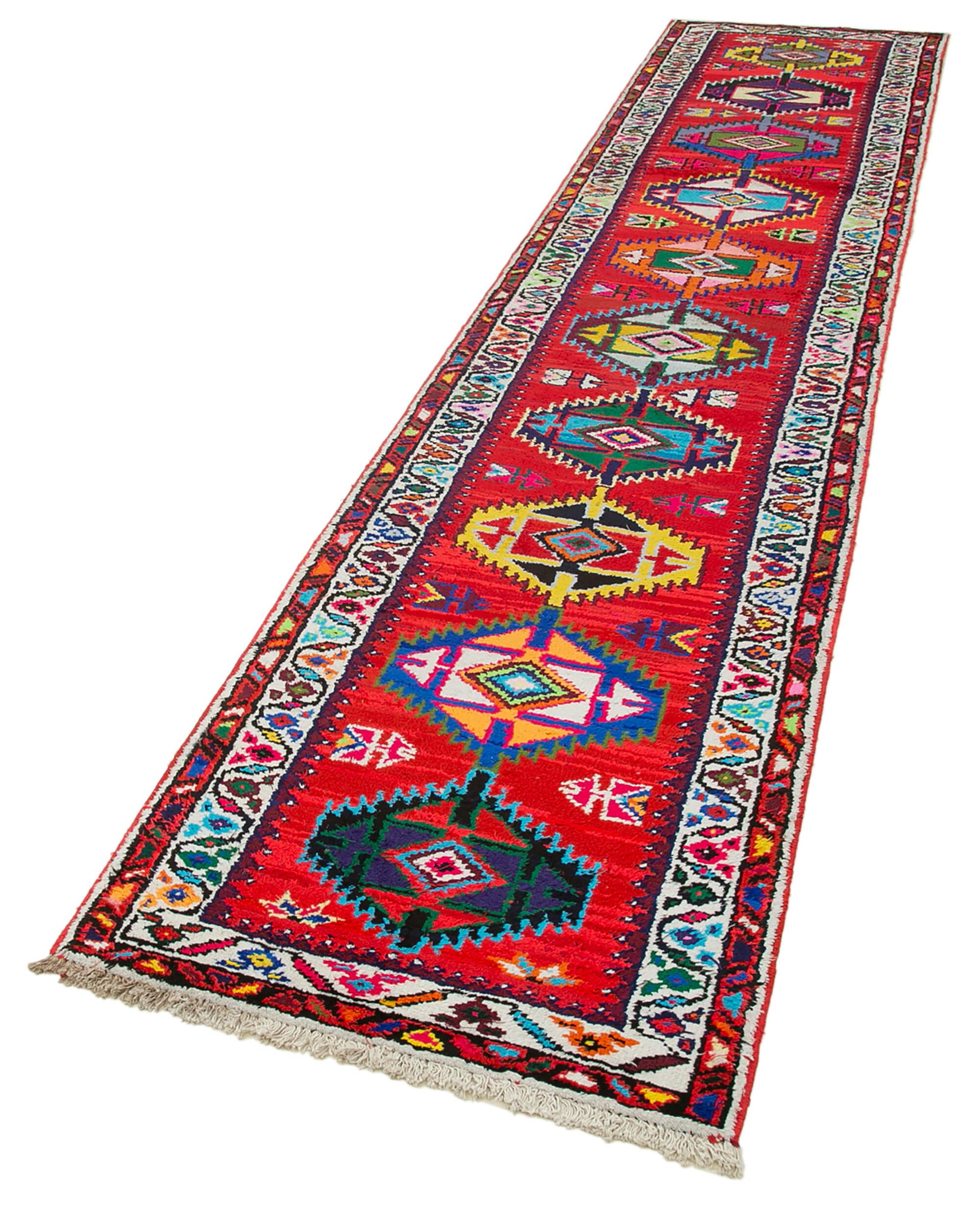 3 x 12 Red Boho Runner Rugs - 3101