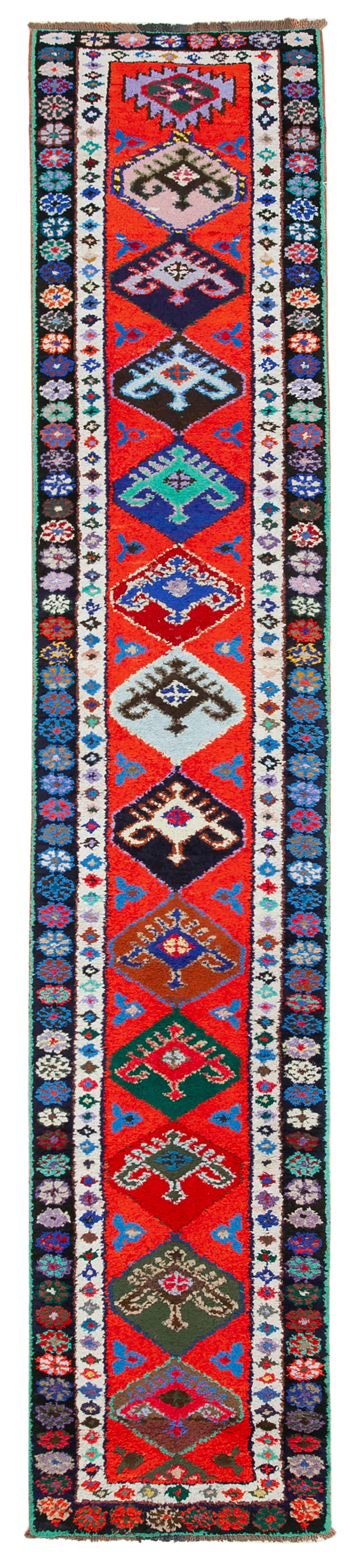 3 x 13 Red Boho Runner Rugs - 3102