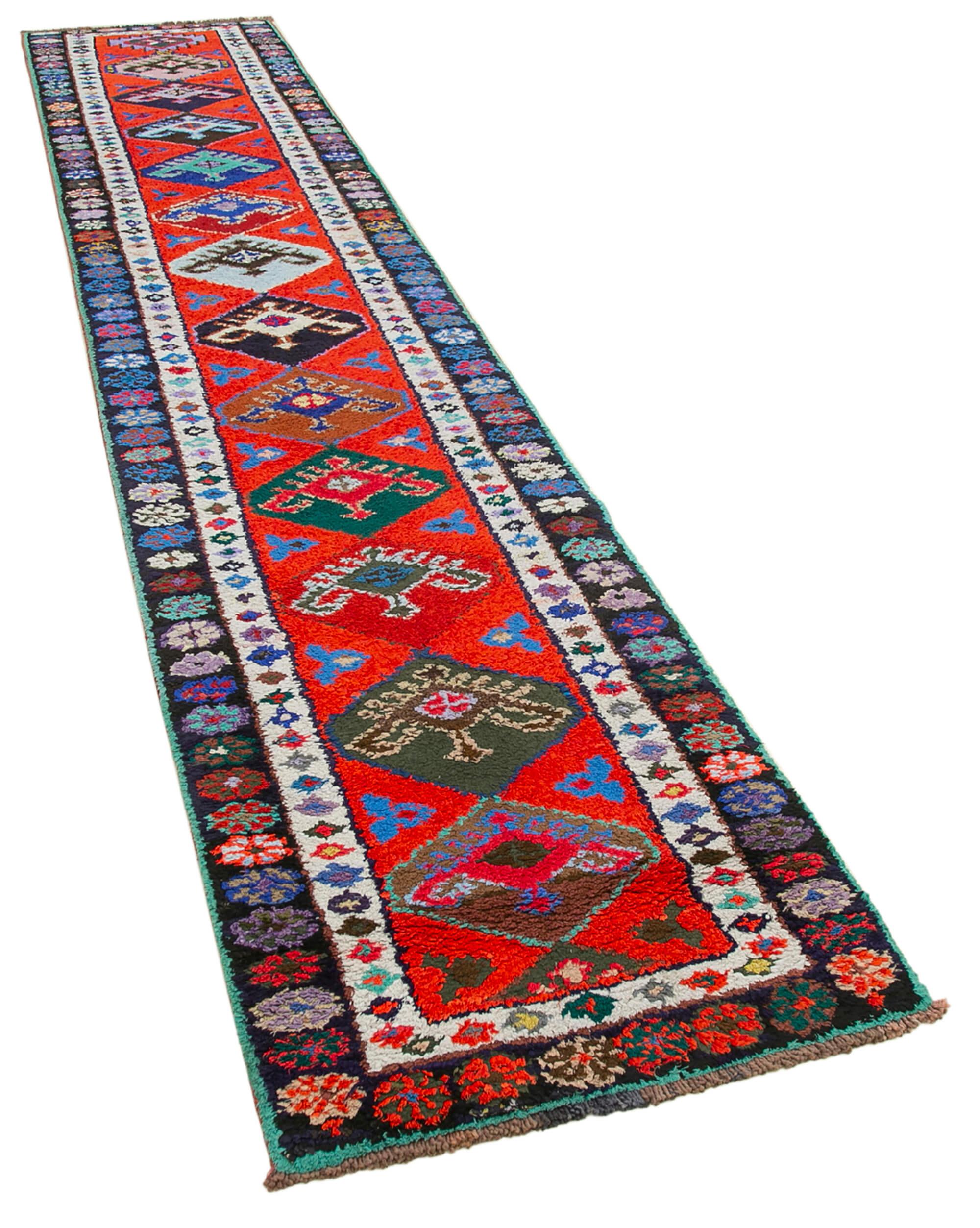 3 x 13 Red Boho Runner Rugs - 3102