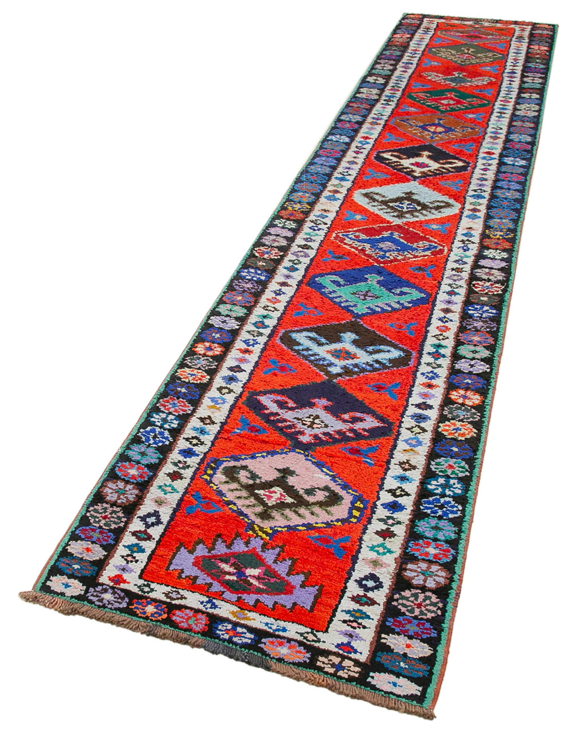 3 x 13 Red Boho Runner Rugs - 3102