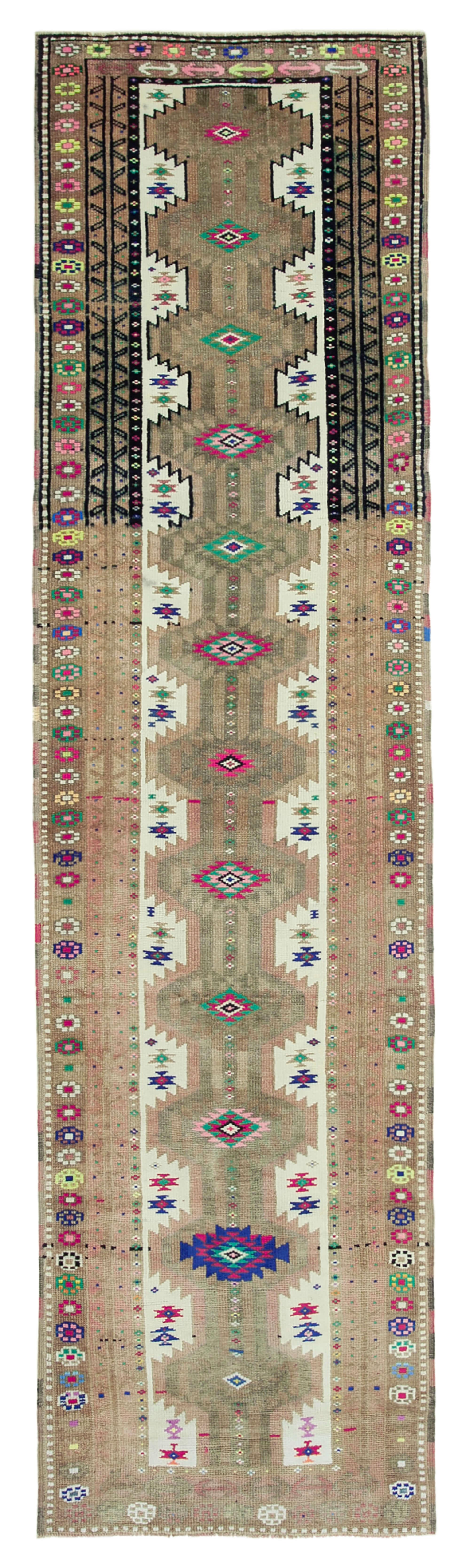 3 x 12 Beige Boho Runner Rugs - 3103