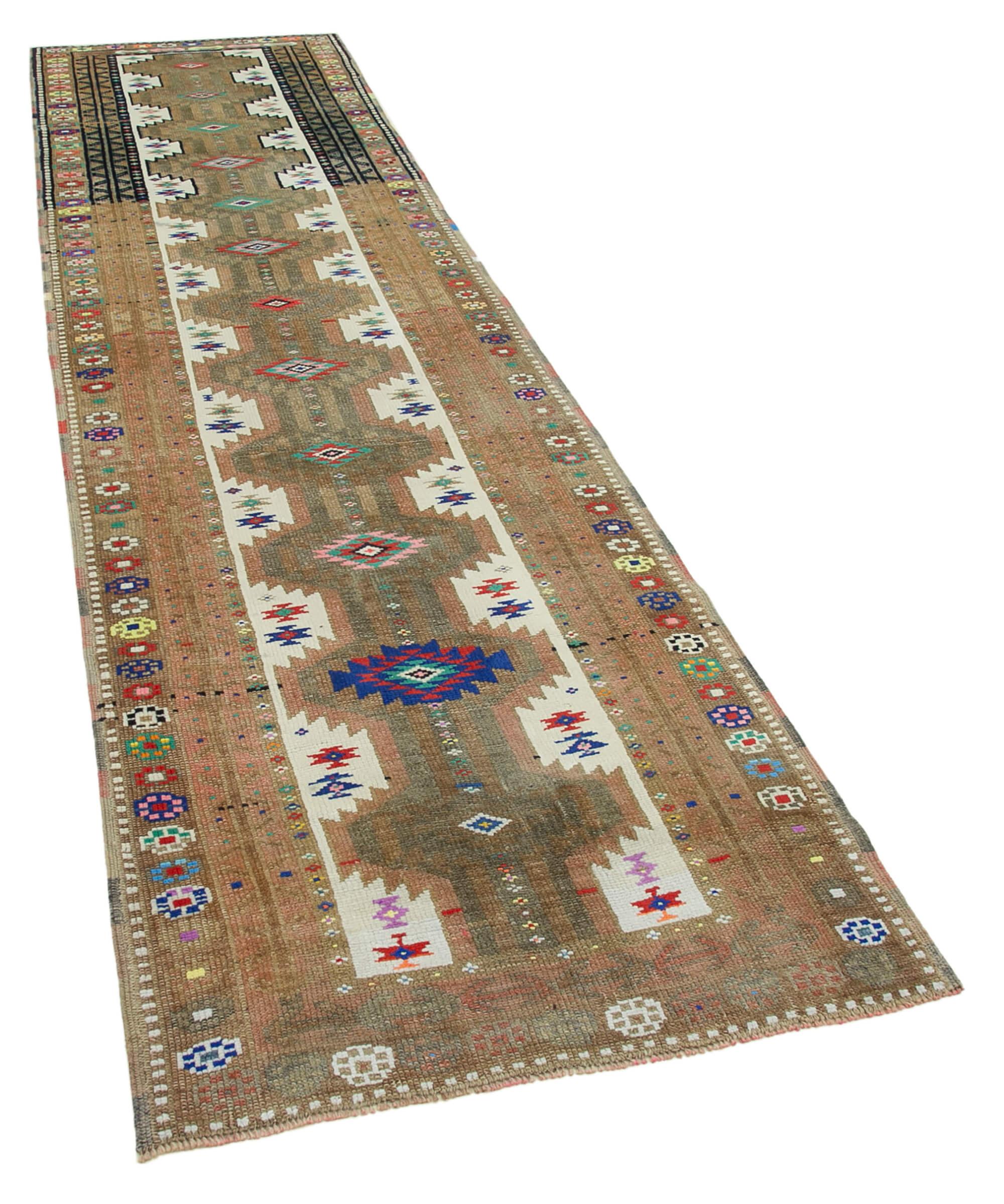 3 x 12 Beige Boho Runner Rugs - 3103