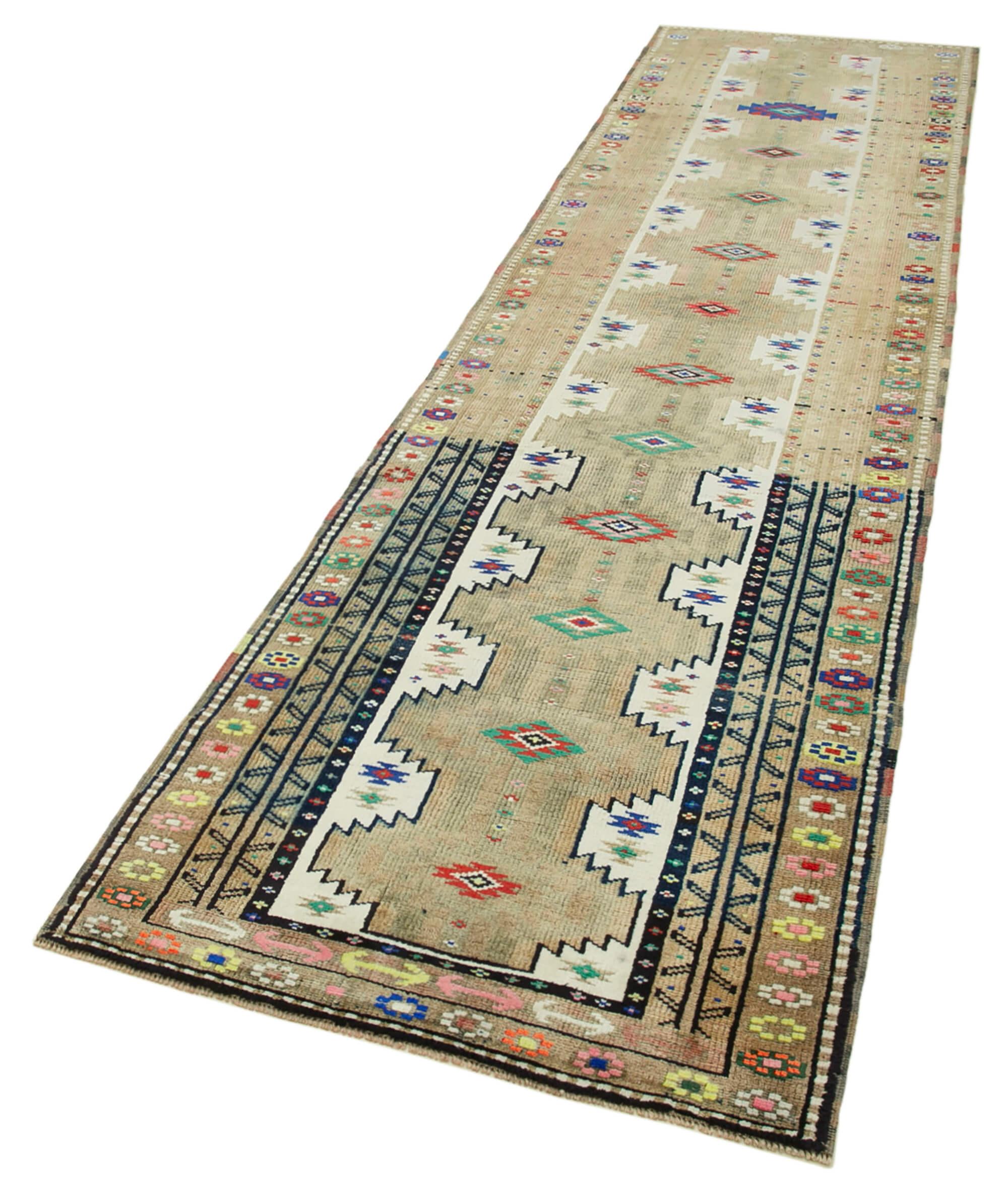 3 x 12 Beige Boho Runner Rugs - 3103