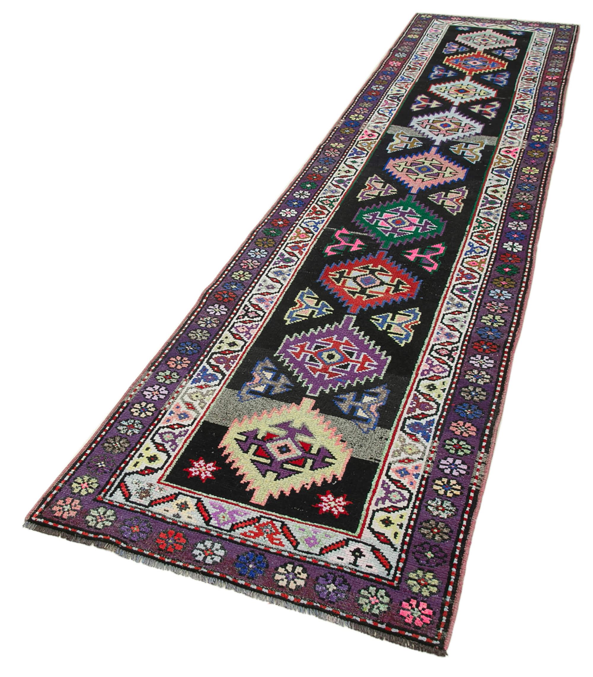 3 x 13 Purple Boho Runner Rugs - 3106