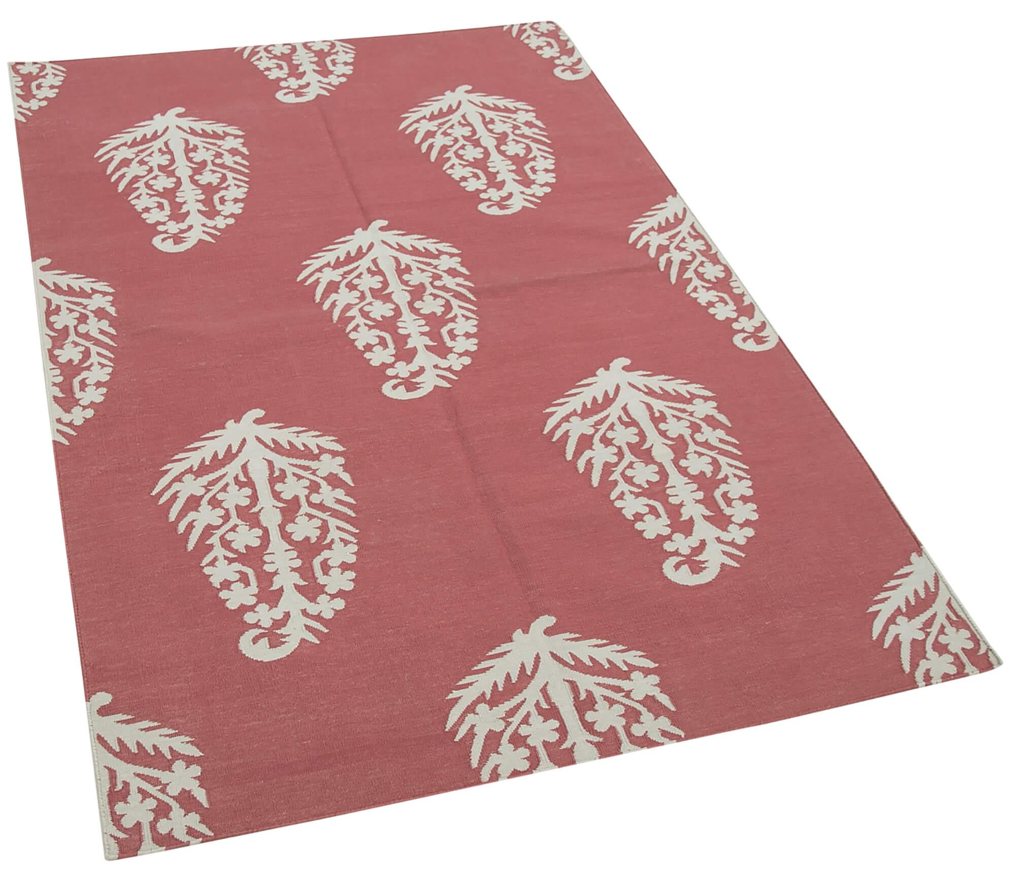 4 x 5 Red Dhurrie Rug - 3111