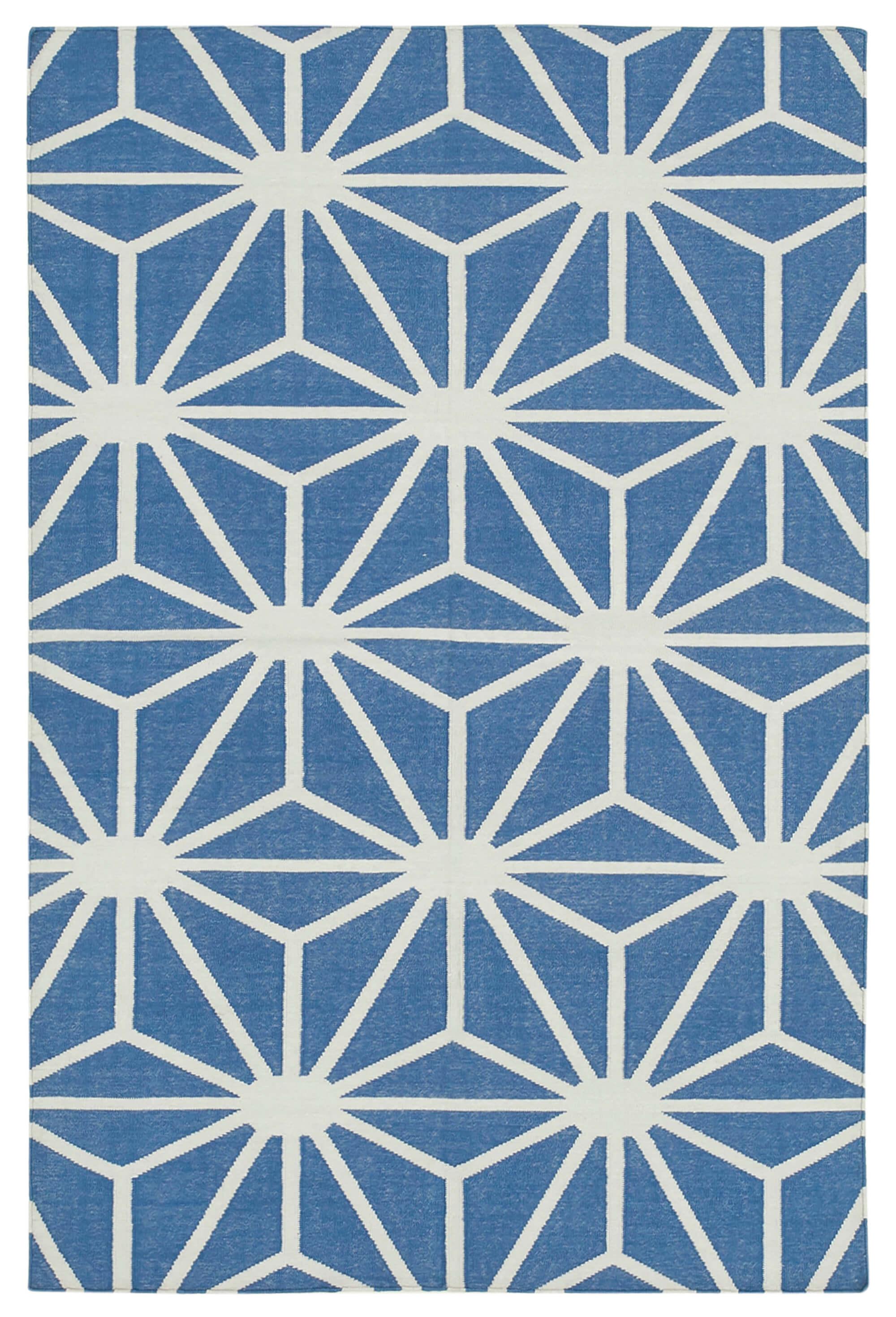 4 x 5 Blue Dhurrie Rug - 3112