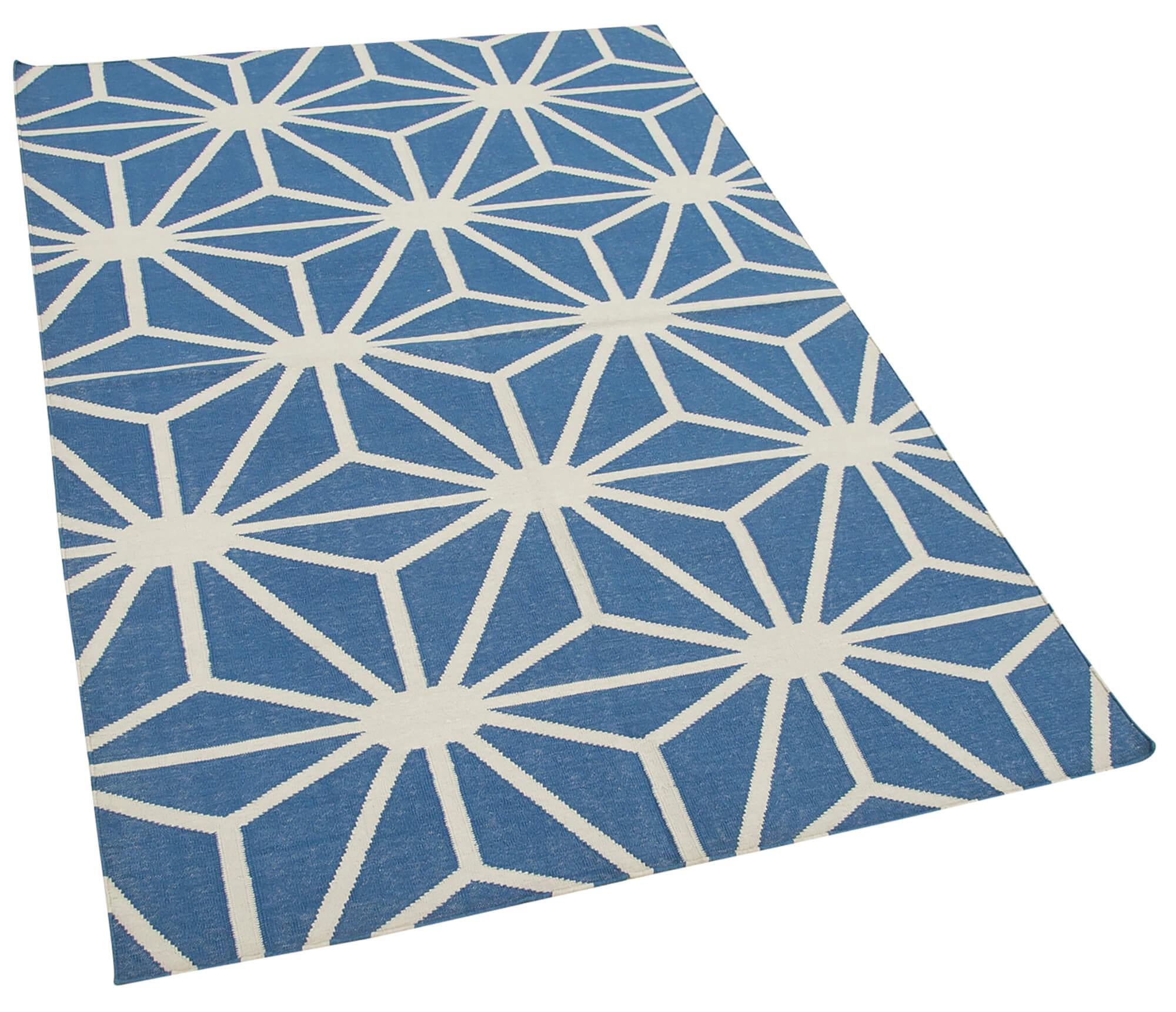 4 x 5 Blue Dhurrie Rug - 3112