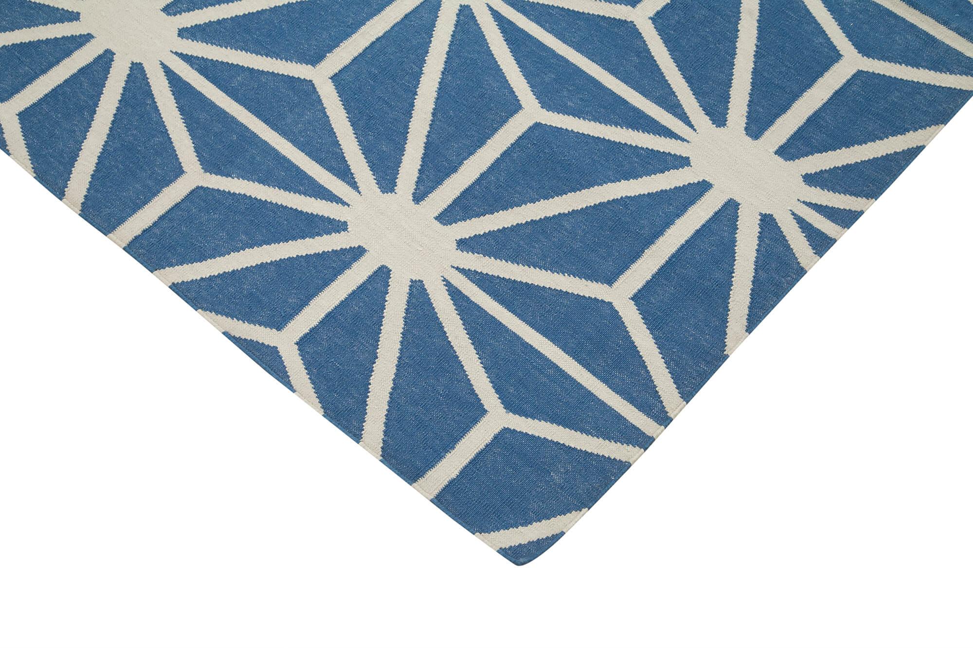 4 x 5 Blue Dhurrie Rug - 3112