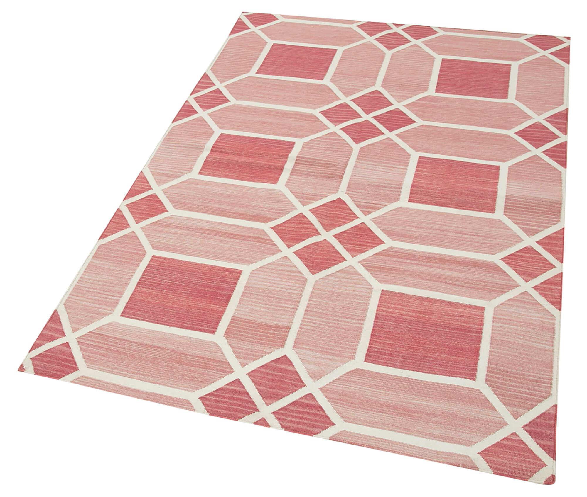 4 x 5 Red Dhurrie Rug - 3116