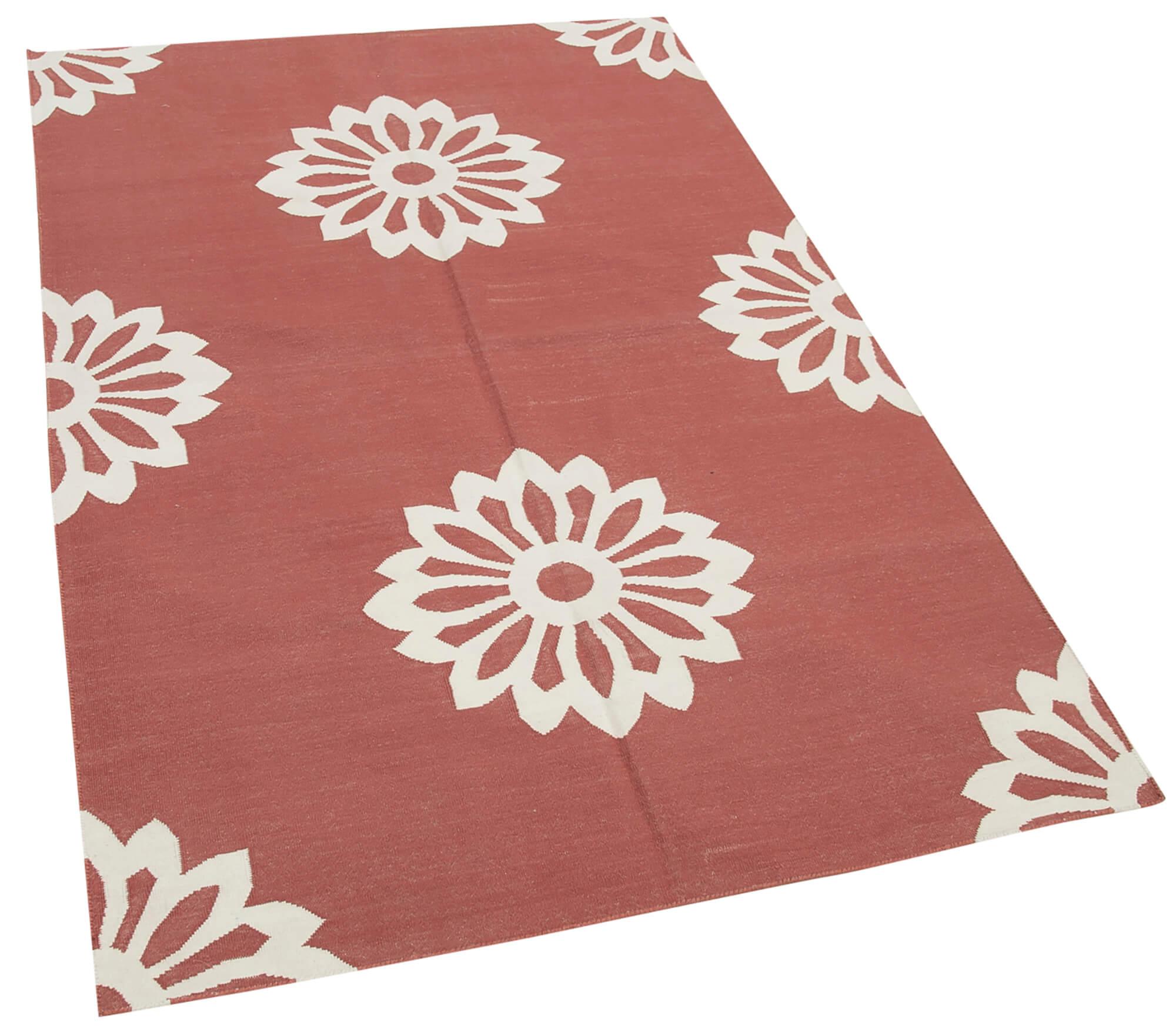 3 x 5 Red Dhurrie Rug - 3117