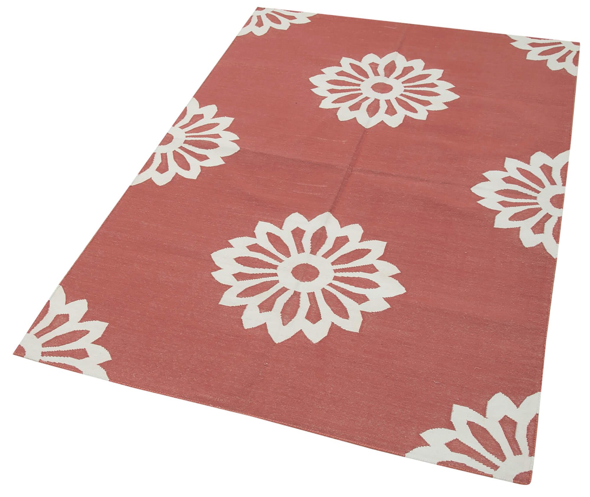 3 x 5 Red Dhurrie Rug - 3117