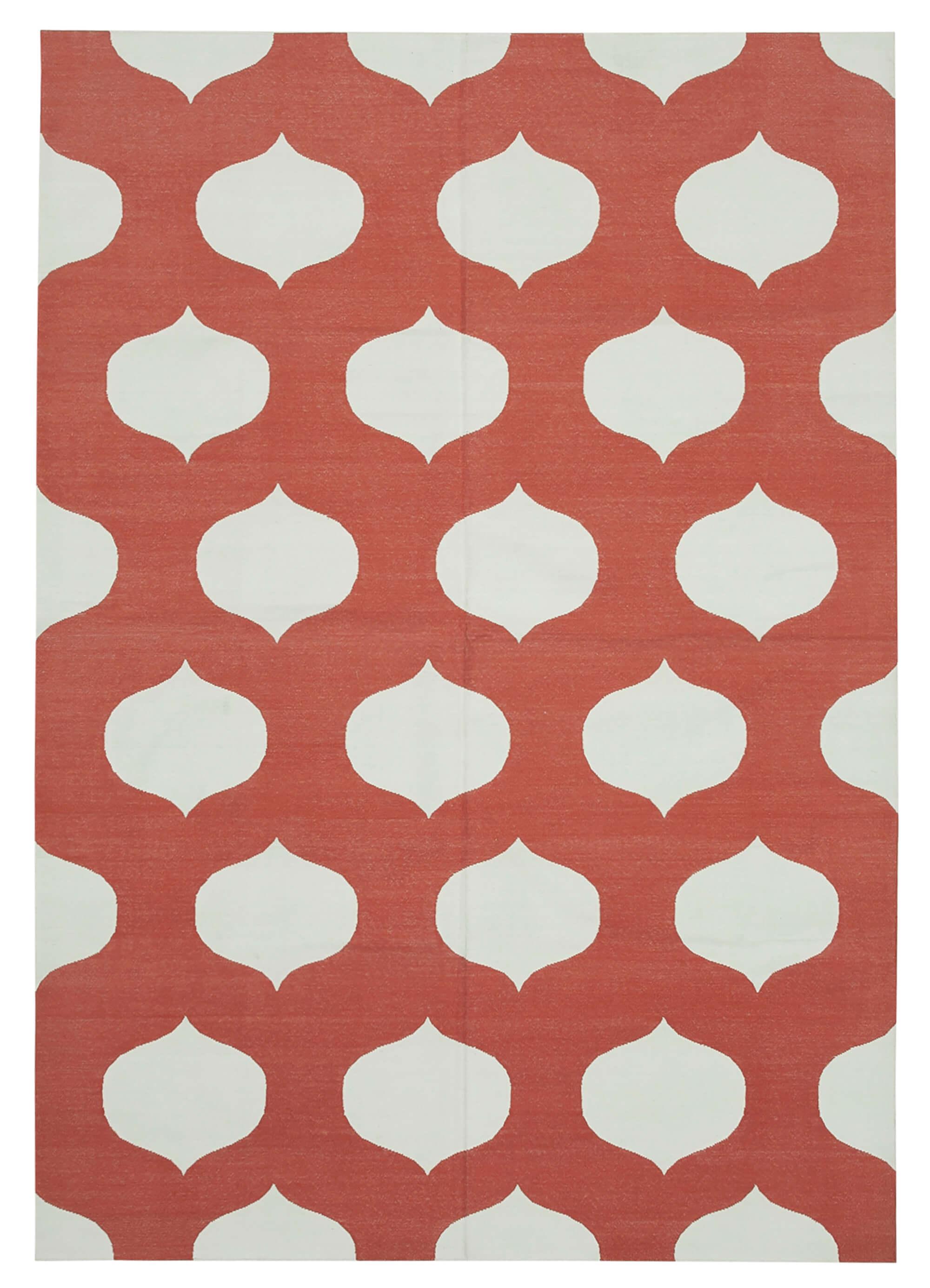 6 x 9 Red Dhurrie Rug - 3118