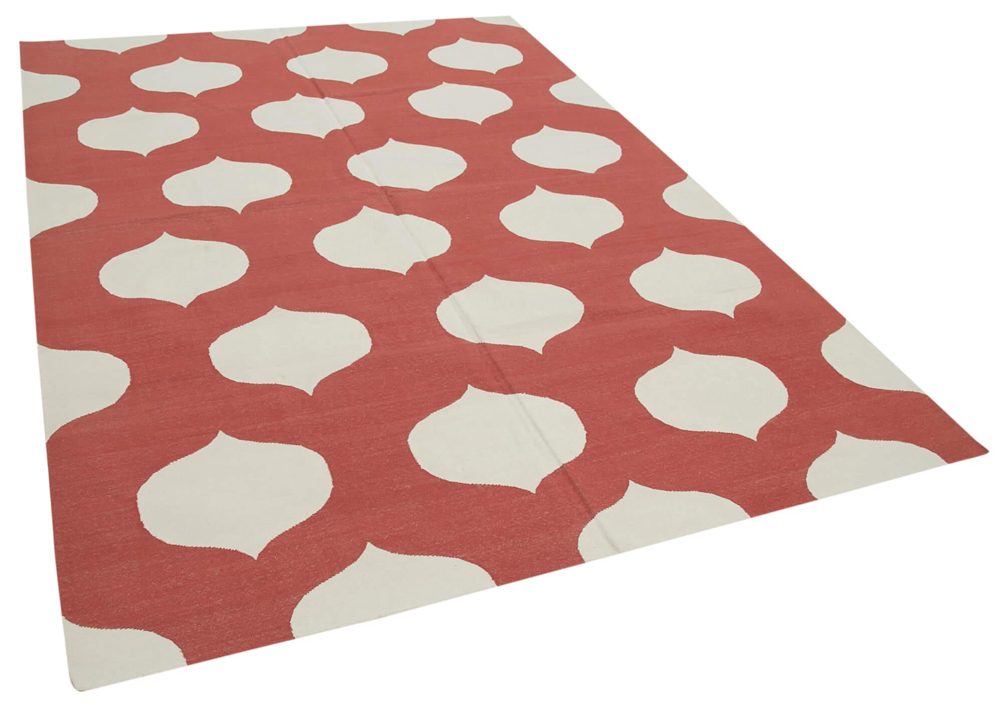 6 x 9 Red Dhurrie Rug - 3118