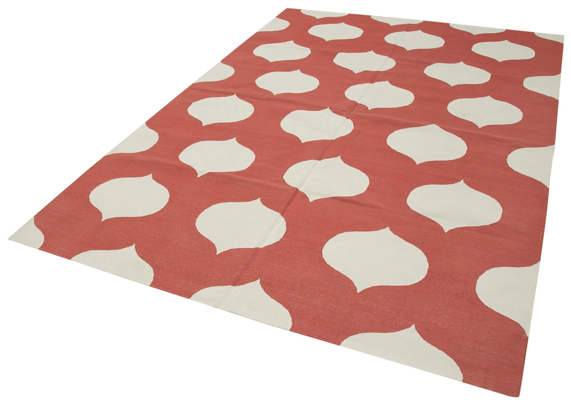 6 x 9 Red Dhurrie Rug - 3118