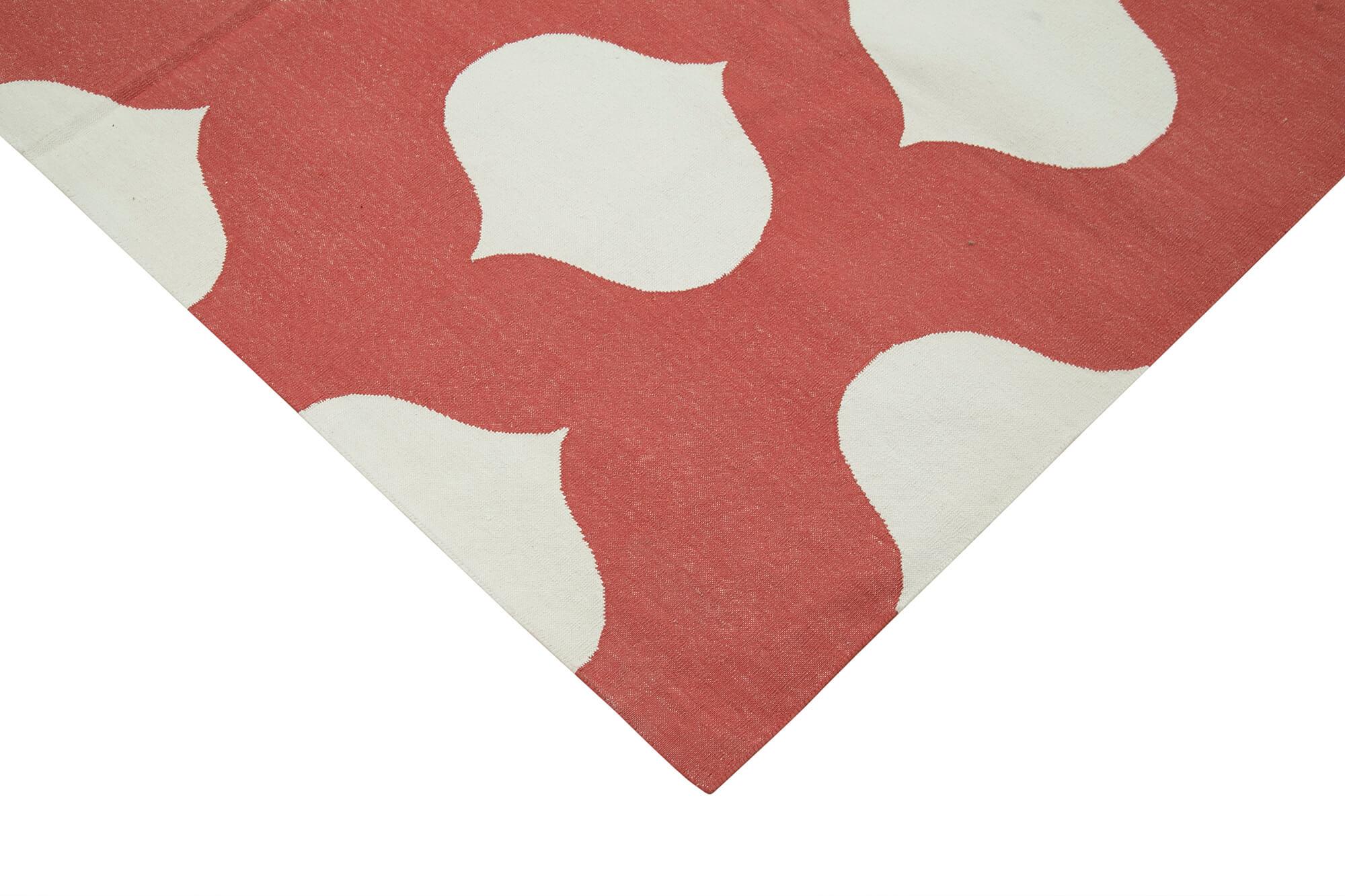 6 x 9 Red Dhurrie Rug - 3118