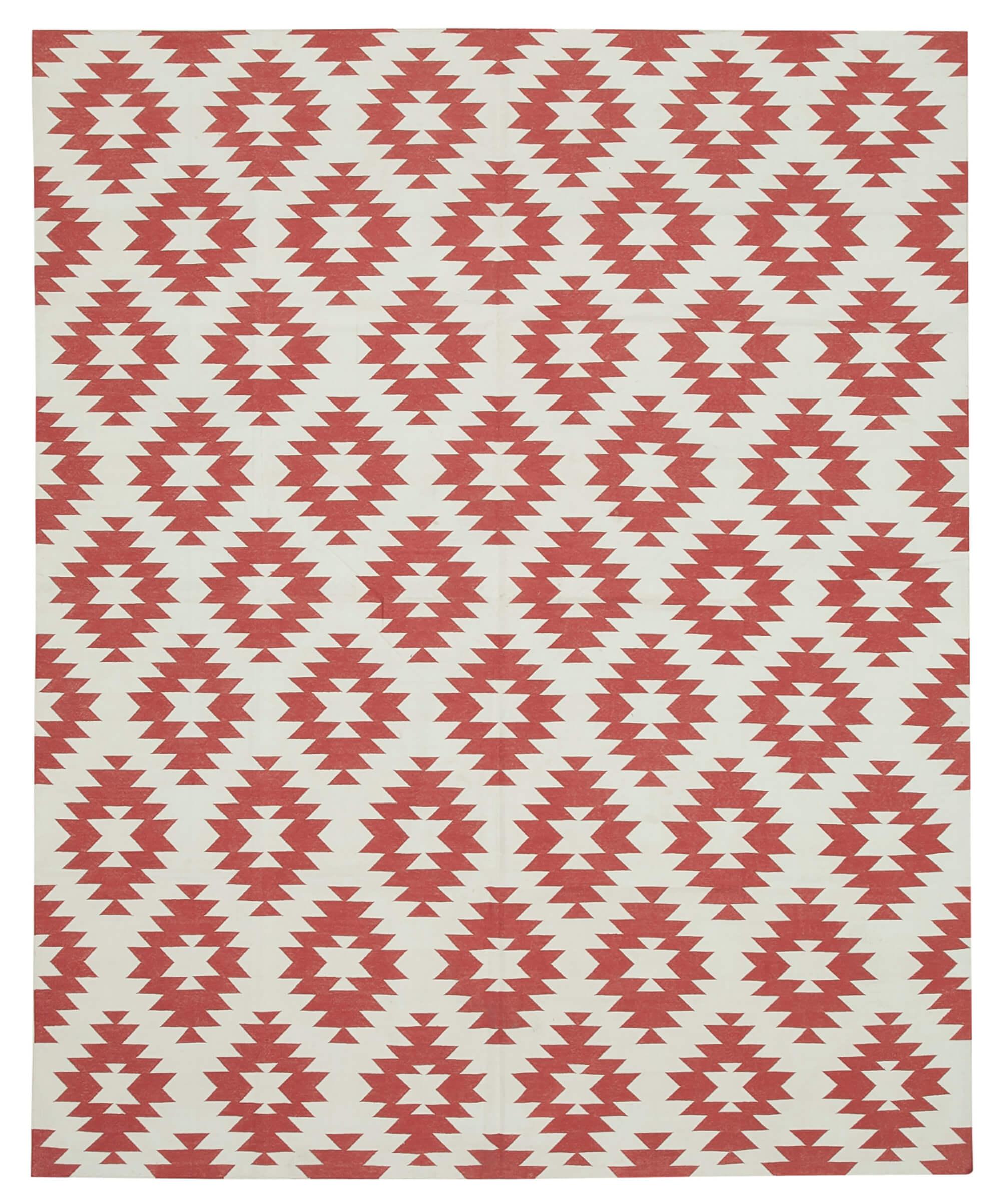 8 x 10 Red Dhurrie Rug - 3119