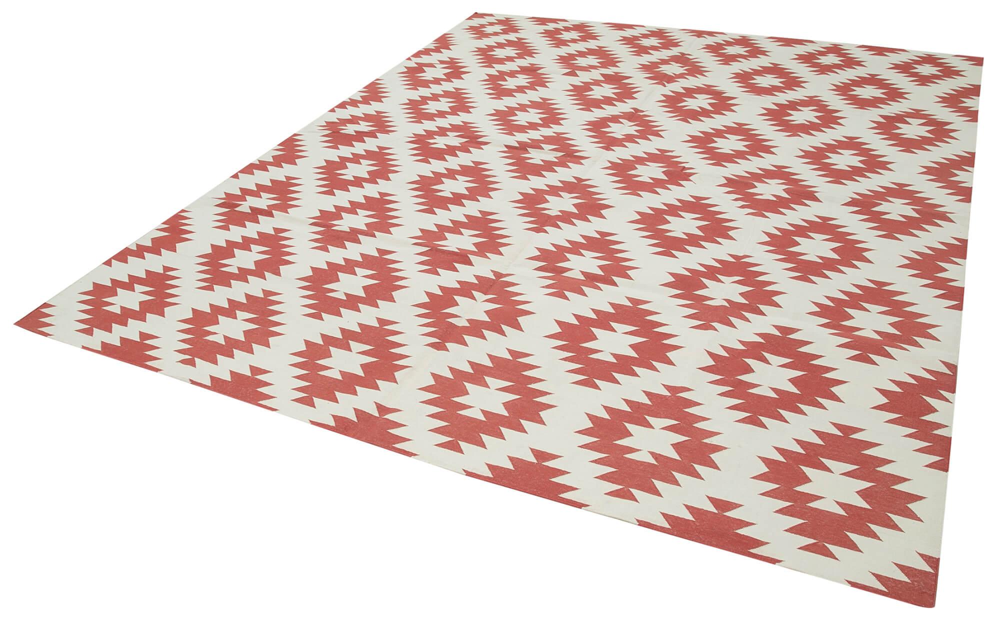 8 x 10 Red Dhurrie Rug - 3119