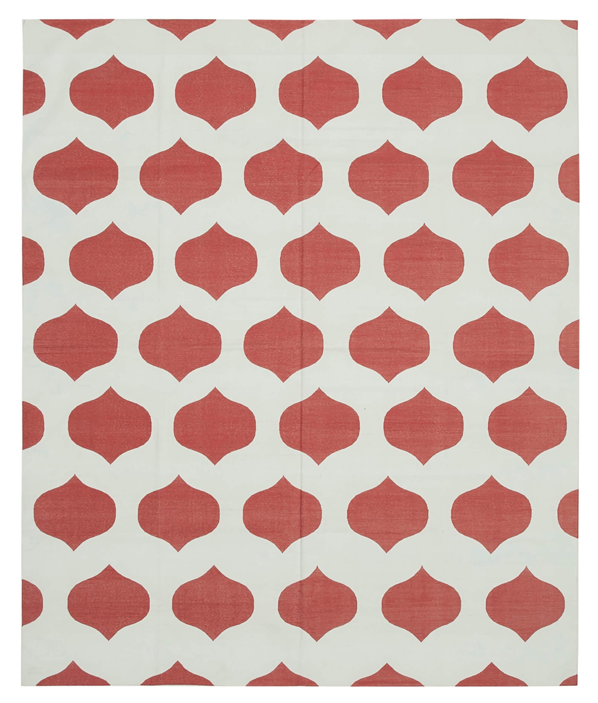 8 x 10 Red Dhurrie Rug - 3121