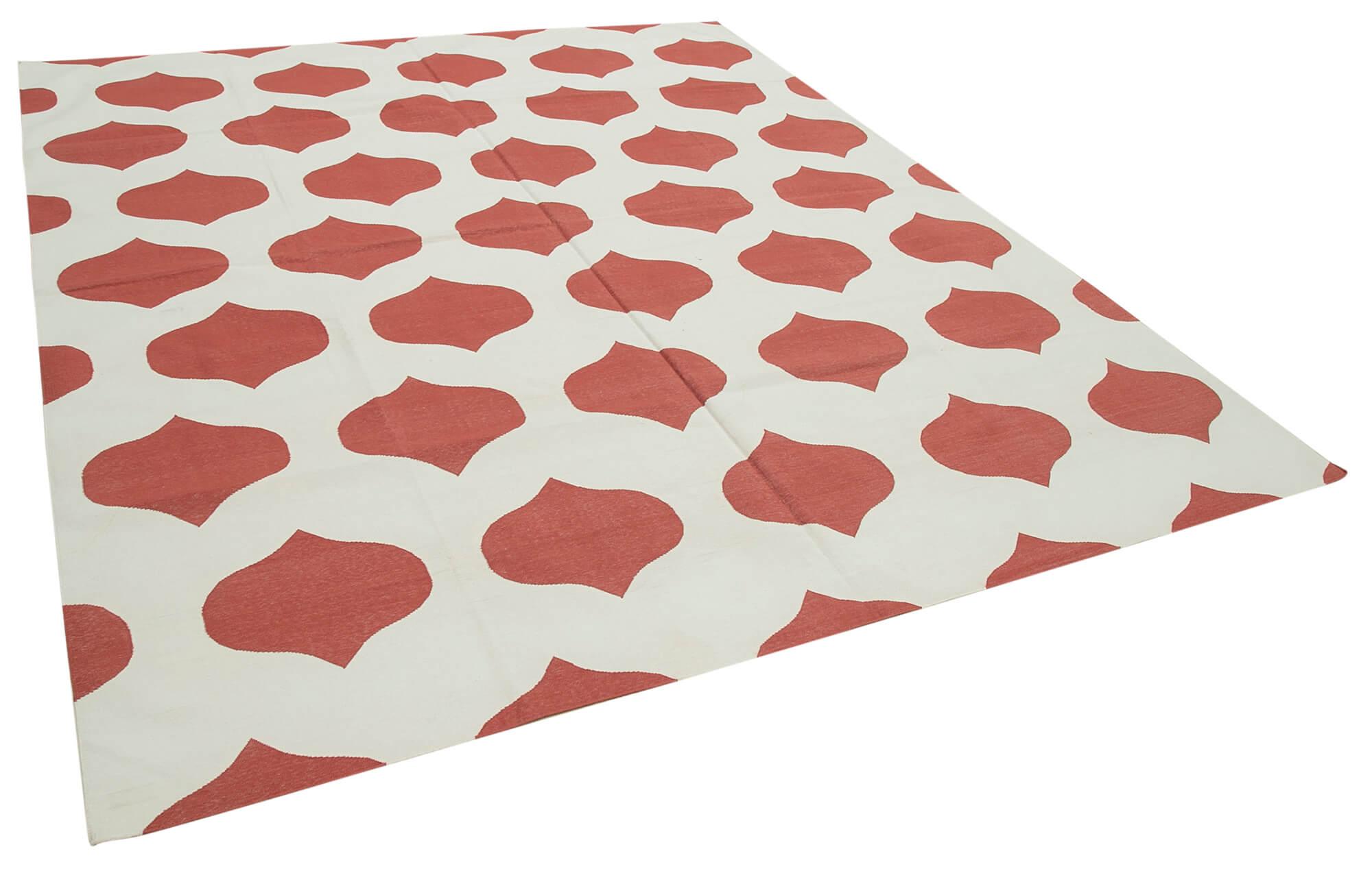 8 x 10 Red Dhurrie Rug - 3121