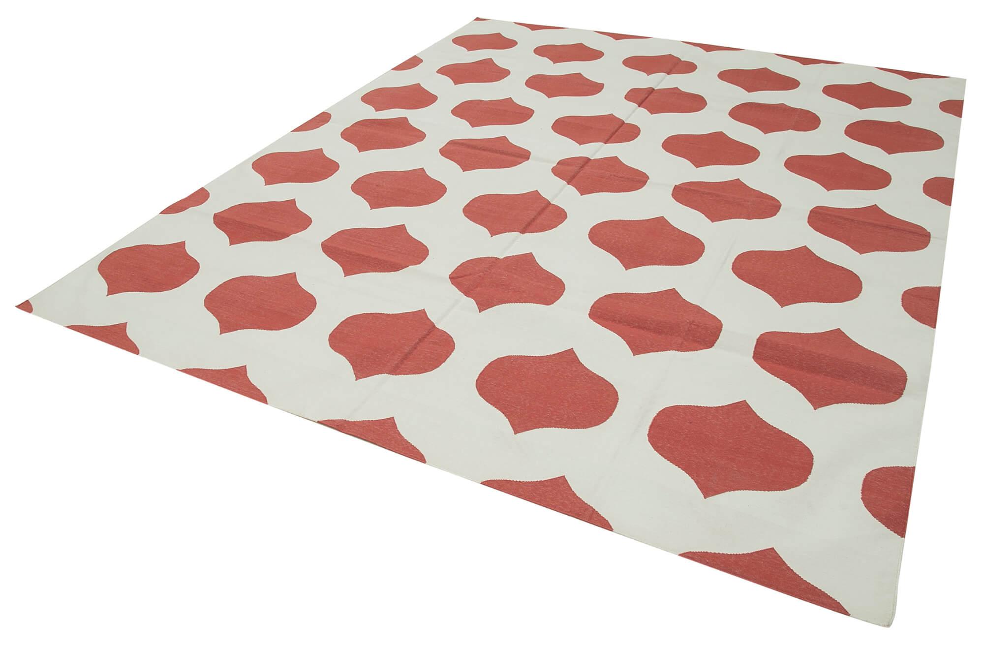 8 x 10 Red Dhurrie Rug - 3121