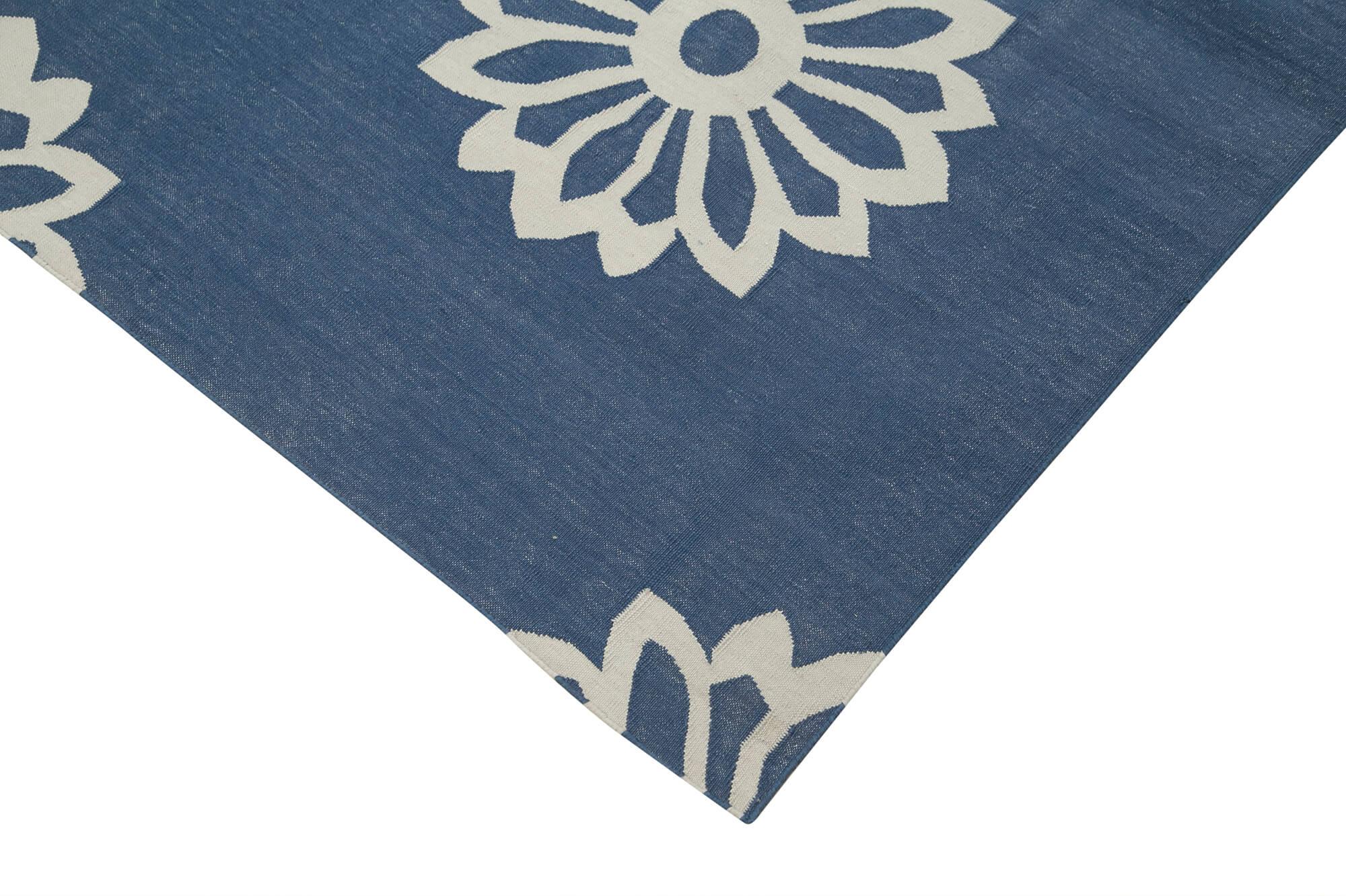 8 x 10 Blue Dhurrie Rug - 3122