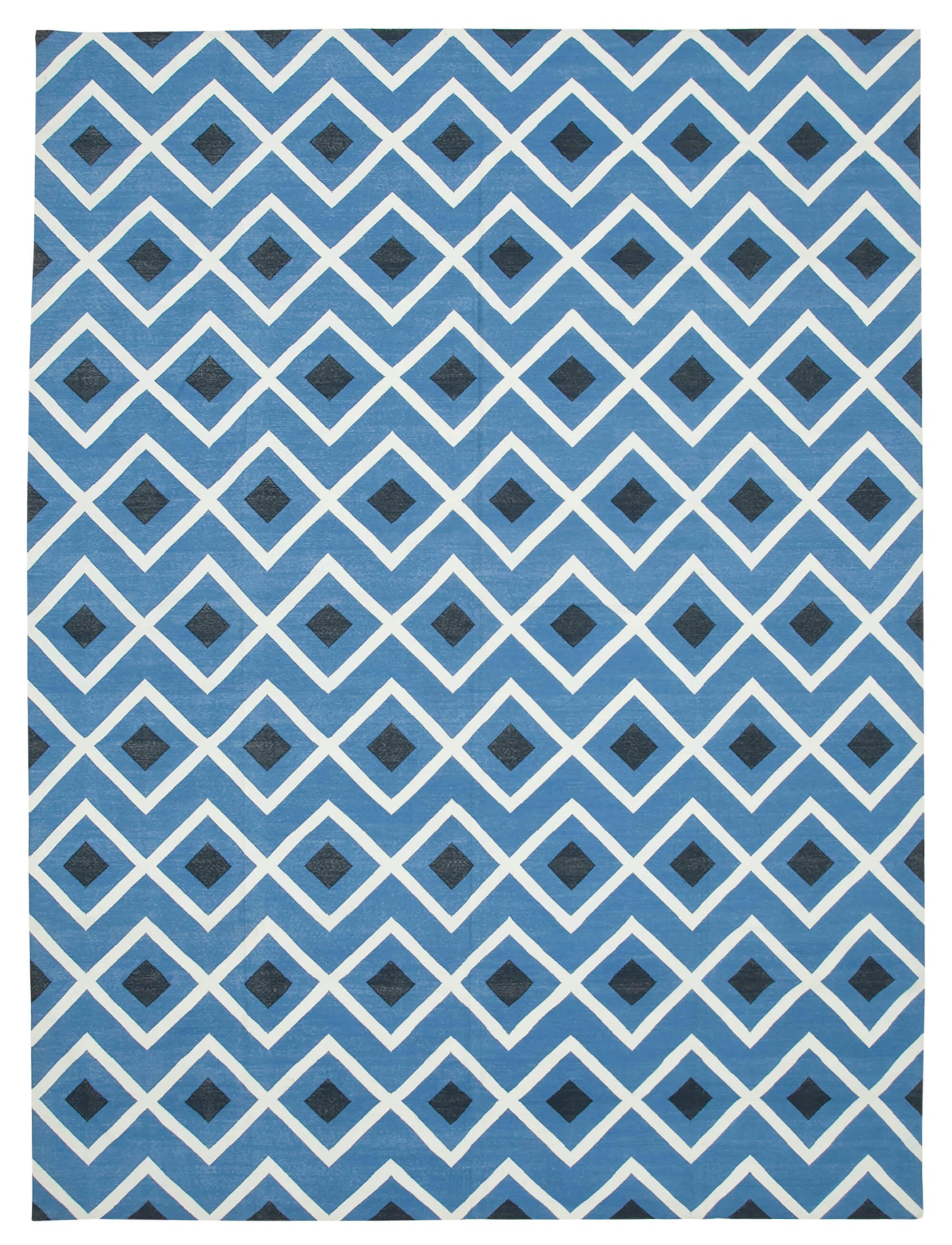 10 x 14 Blue Dhurrie Rug - 3123